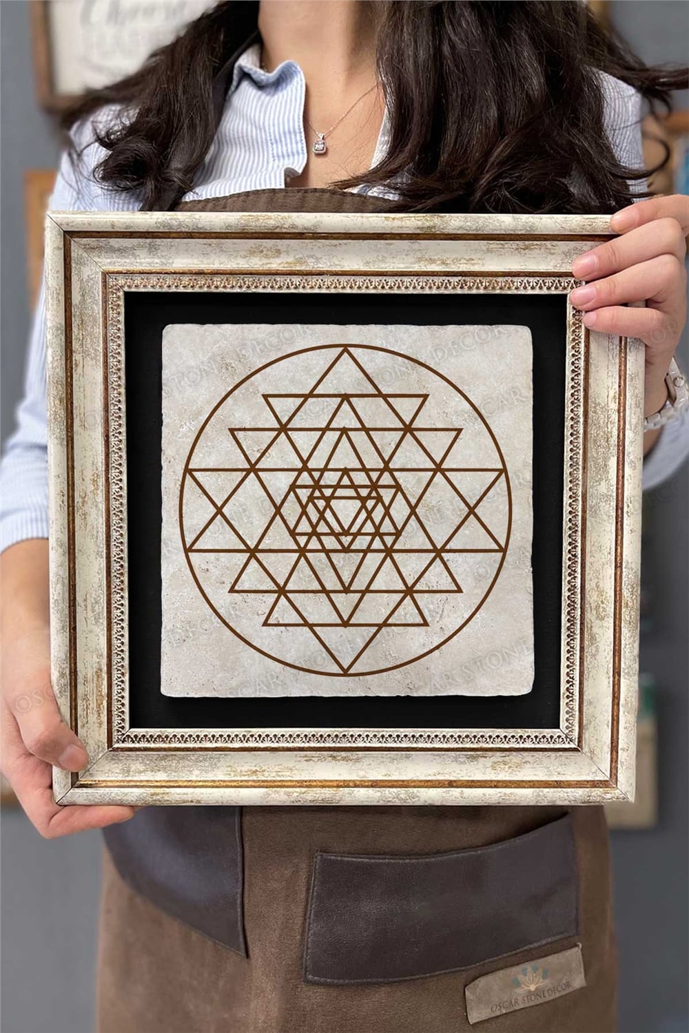 Oscar Stone Decor Çerçeveli Tablo Taş Duvar Dekoru 30 X 30 Cm