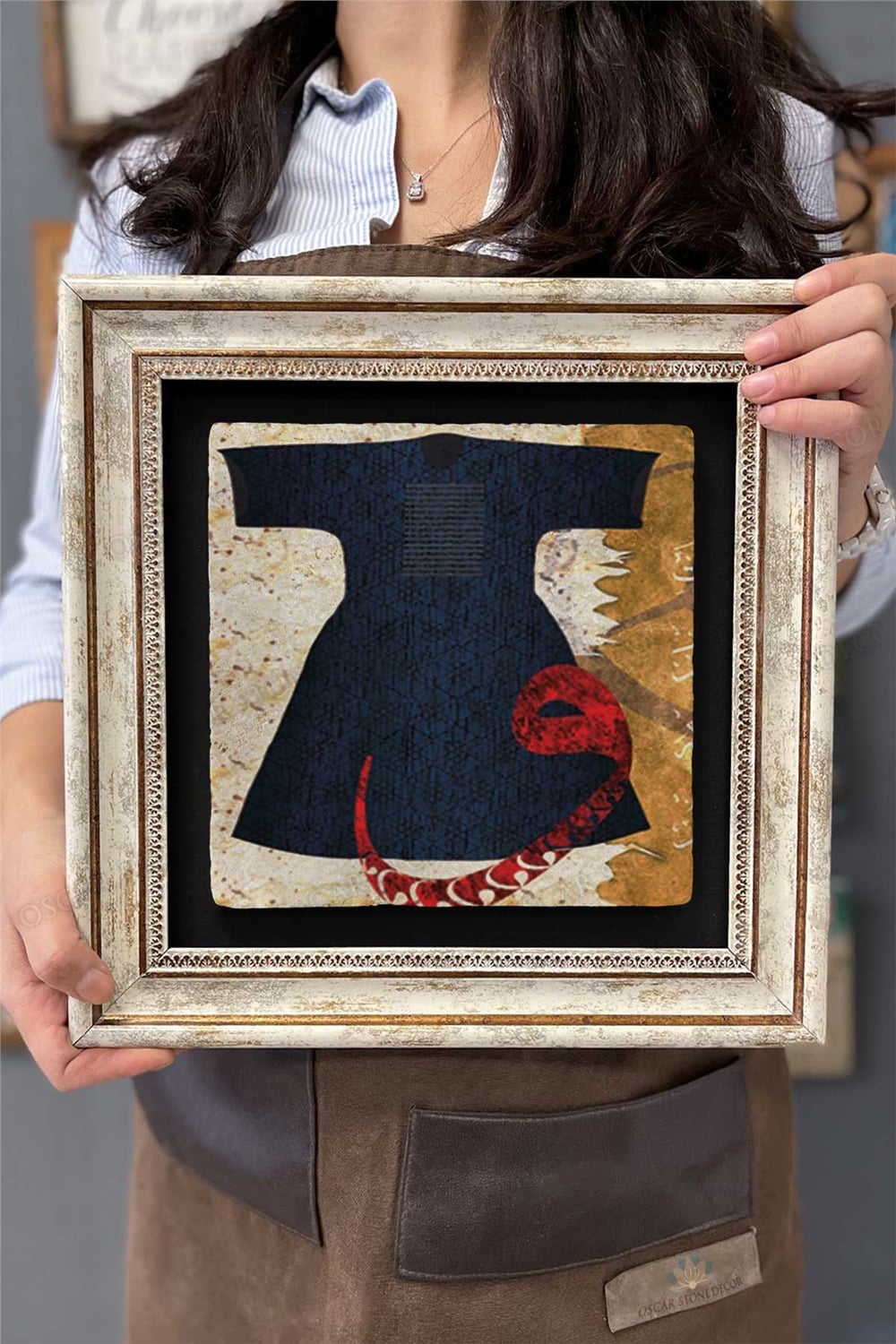 Oscar Stone Decor Çerçeveli Tablo Taş Duvar Dekoru 30 X 30 Cm Vav ve Kaftan Tasarımı