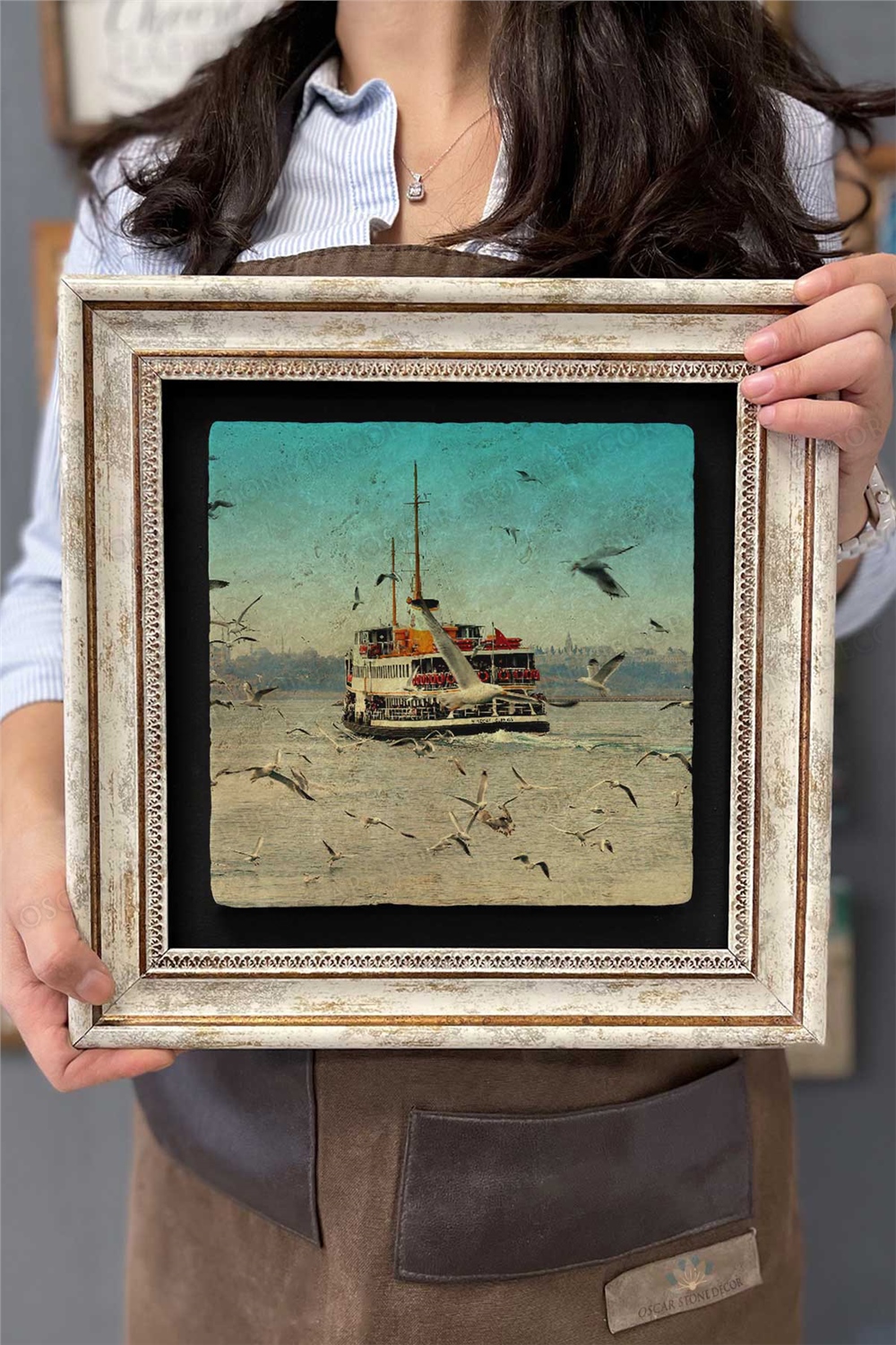 Oscar Stone Decor Çerçeveli Tablo Taş Duvar Dekoru 30 X 30 Cm İstanbul Manzara Tablosu