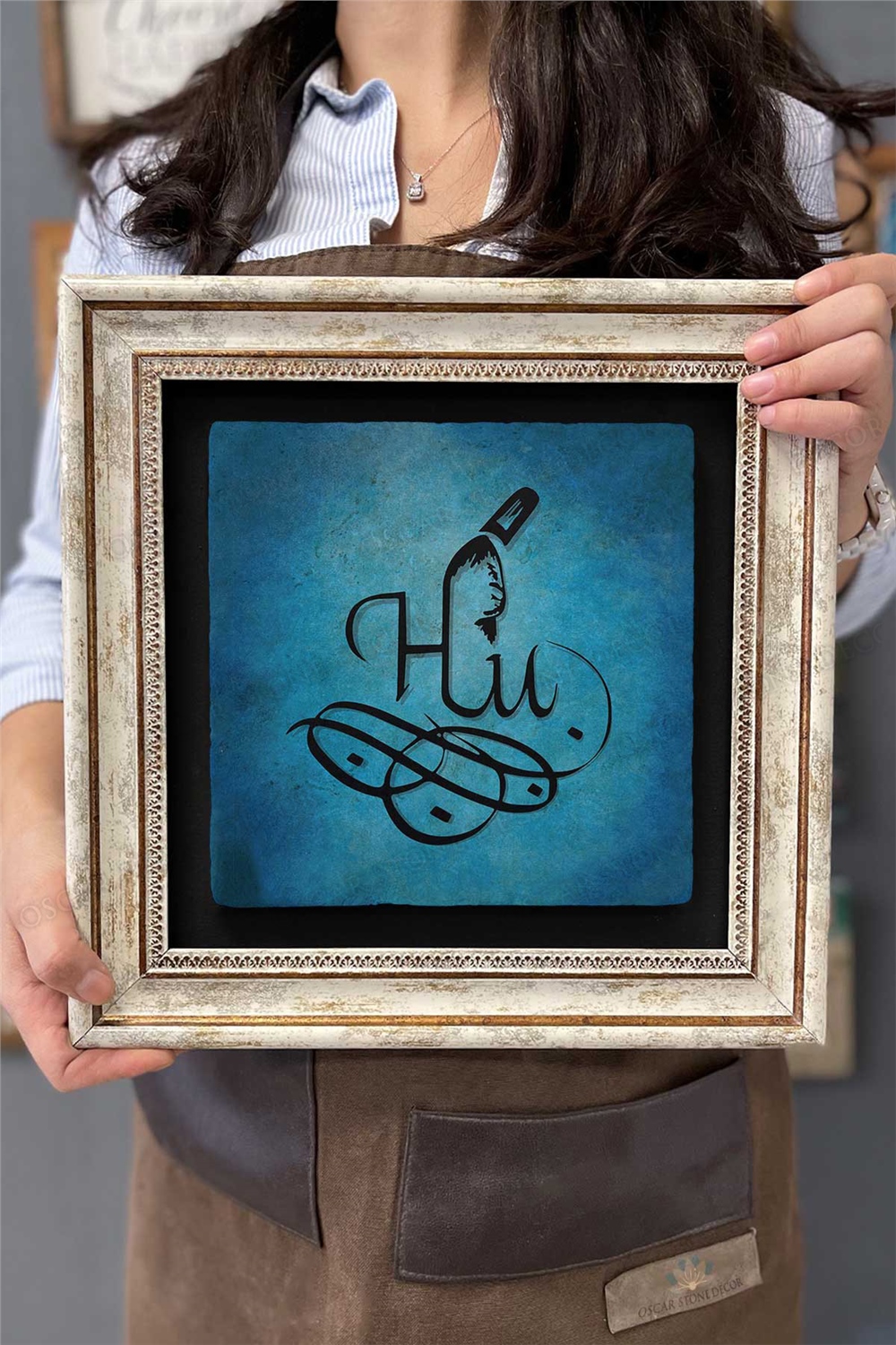 Oscar Stone Decor Çerçeveli Tablo Taş Duvar Dekoru 30 X 30 Cm Hu Yazılı Tablo