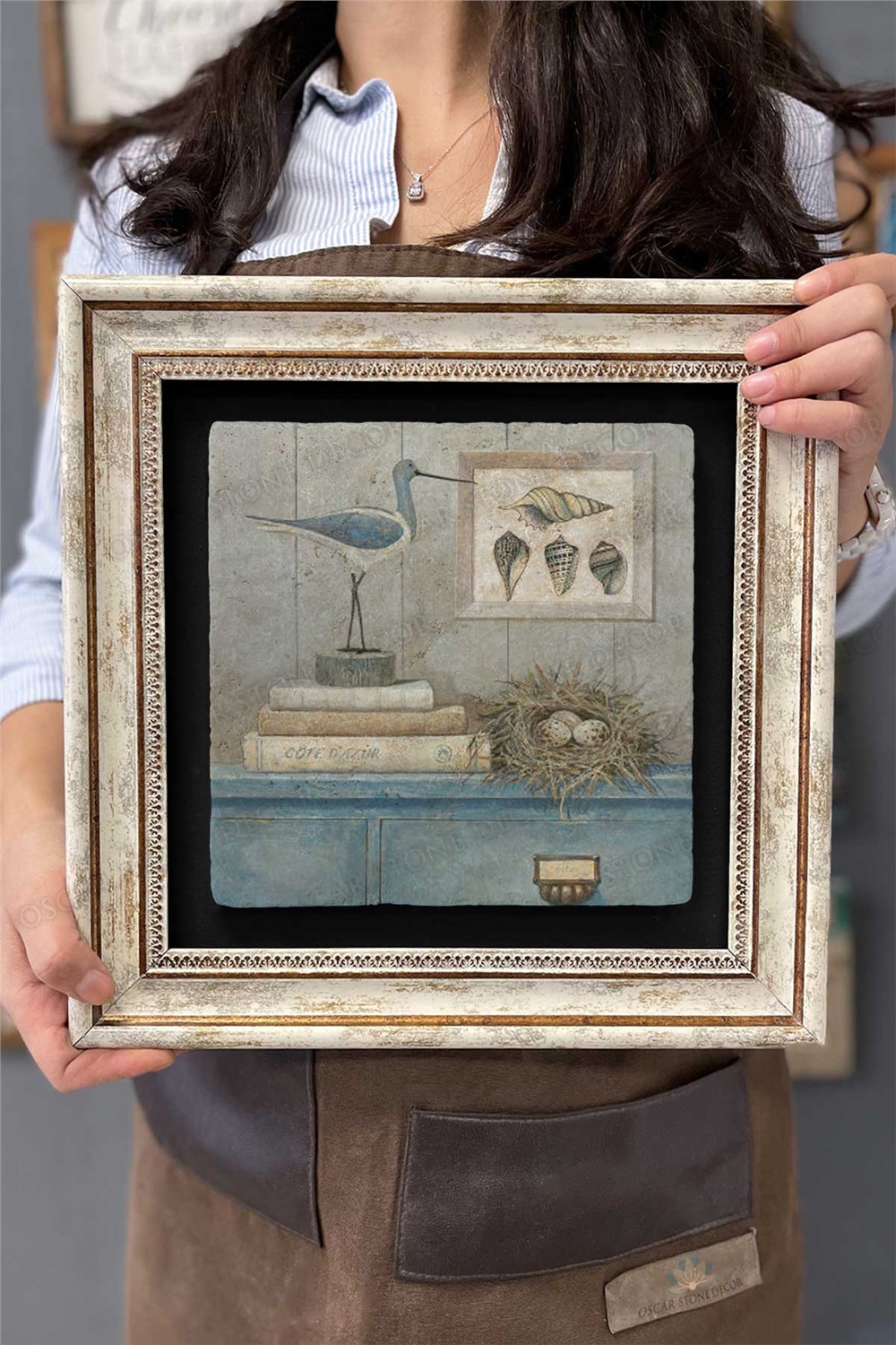 Oscar Stone Decor Çerçeveli Tablo Taş Duvar Dekoru 30 X 30 Cm Dekor Eskitme Tablo