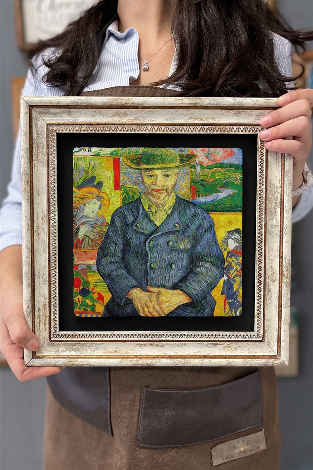 Oscar Stone Decor Çerçeveli Tablo Taş Duvar Dekoru 30 X 30 Cm Van Gogh Tablosu