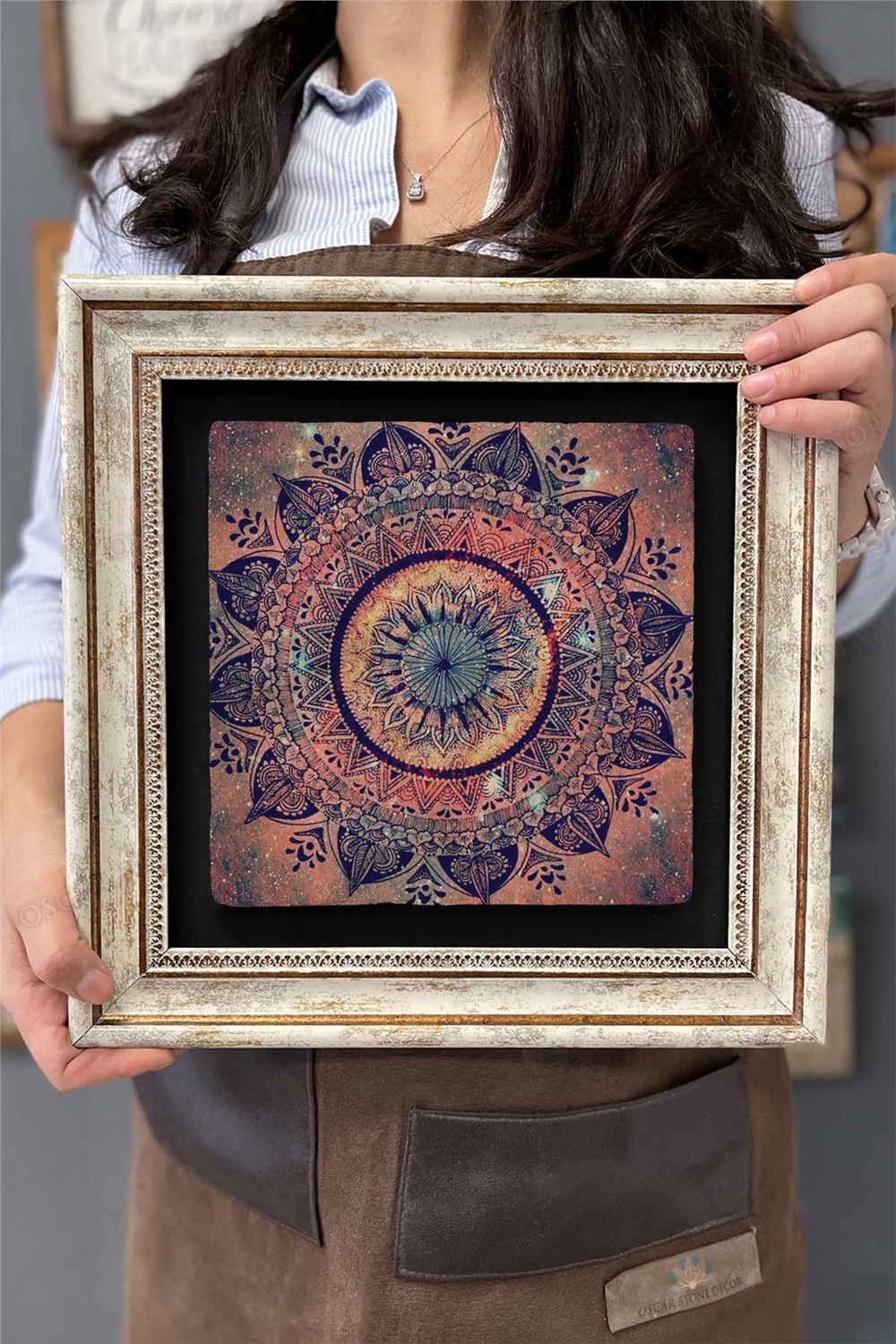 Oscar Stone Decor Çerçeveli Tablo Taş Duvar Dekoru 30 X 30 Cm Eskitme Tablo