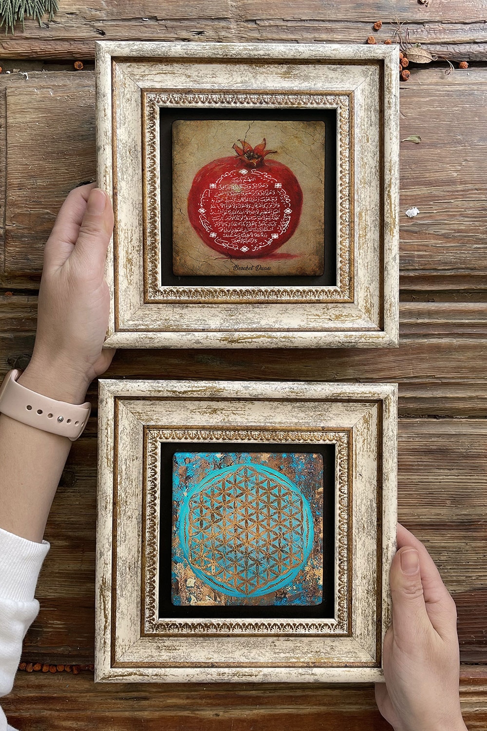 Oscar Stone Decor Çerçeveli Taş Duvar Dekoru Tablo 20x20cm 2'li Set (1104-1090) Bereket Yaşam Çiçek