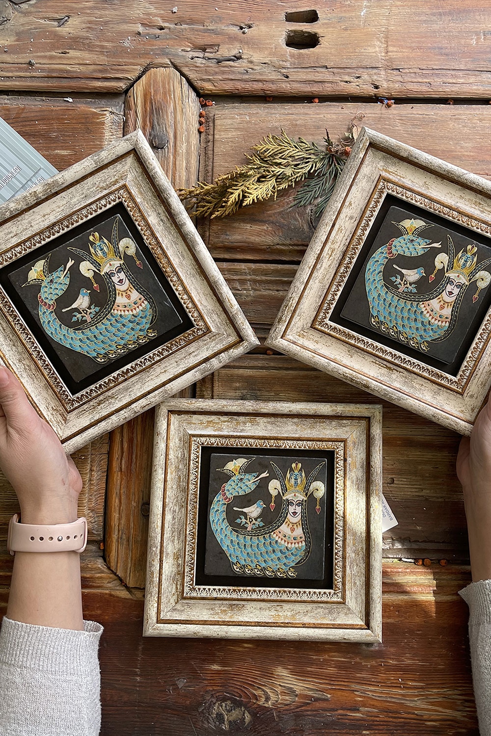 Oscar Stone Decor Çerçeveli Taş Duvar Dekoru Tablo 20x20cm 3'lü Set Siyah Şahmeran