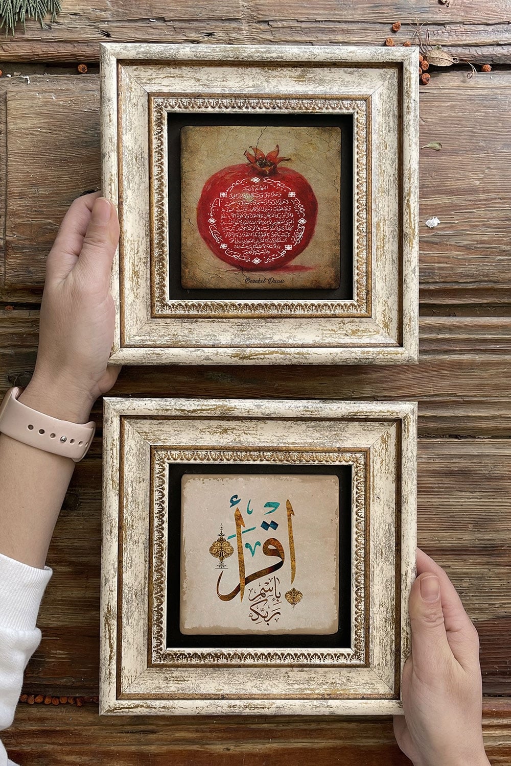 Oscar Stone Decor Çerçeveli Taş Duvar Dekoru Tablo 20x20cm 2'li Set (1104-335) Bereket Nar İkra