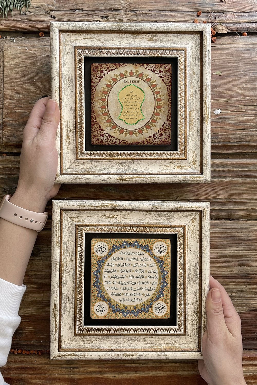 Oscar Stone Decor Çerçeveli Taş Duvar Dekoru Tablo 20x20cm 2'li Set (1668-1670) Hilye-i Nal-ı Şerif