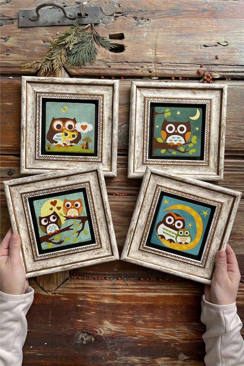 Oscar Stone Decor Çerçeveli Taş Tablo Duvar Dekoru 20x20cm 4'lü Set