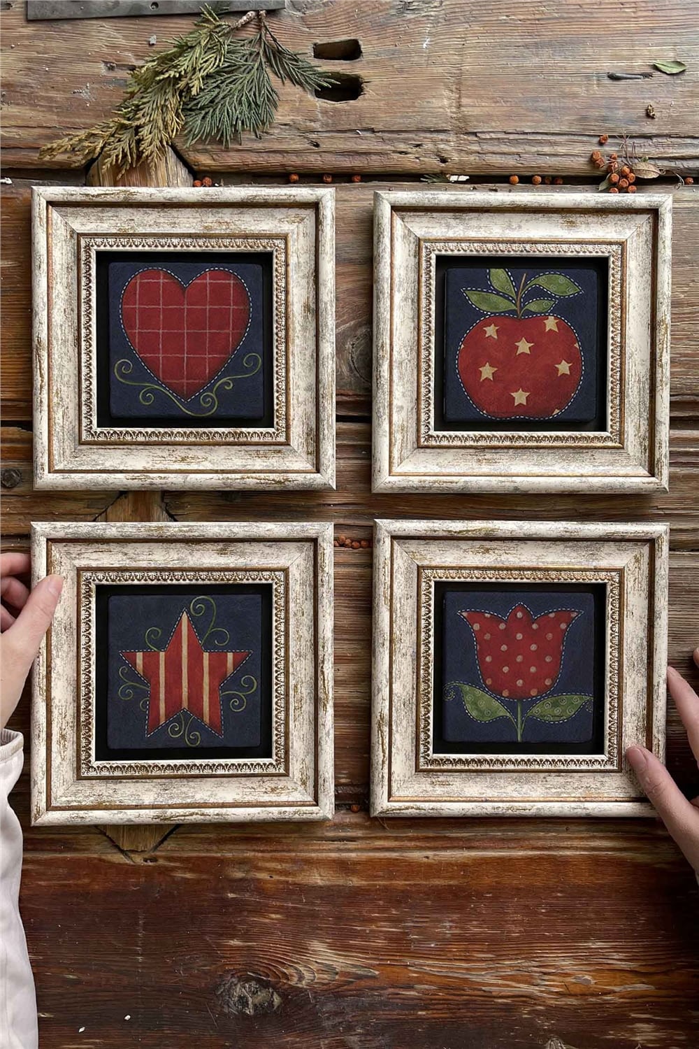 Oscar Stone Decor Çerçeveli Taş Tablo Duvar Dekoru 20x20cm 4'lü Set