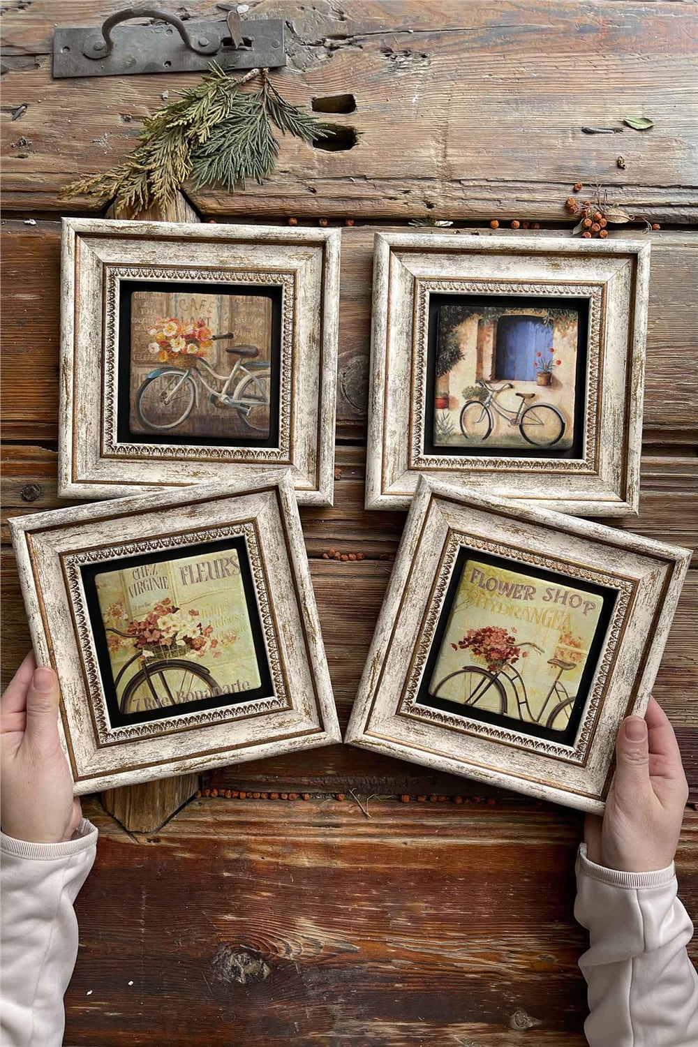 Oscar Stone Decor Çerçeveli Taş Tablo Duvar Dekoru 20x20cm 4'lü Set