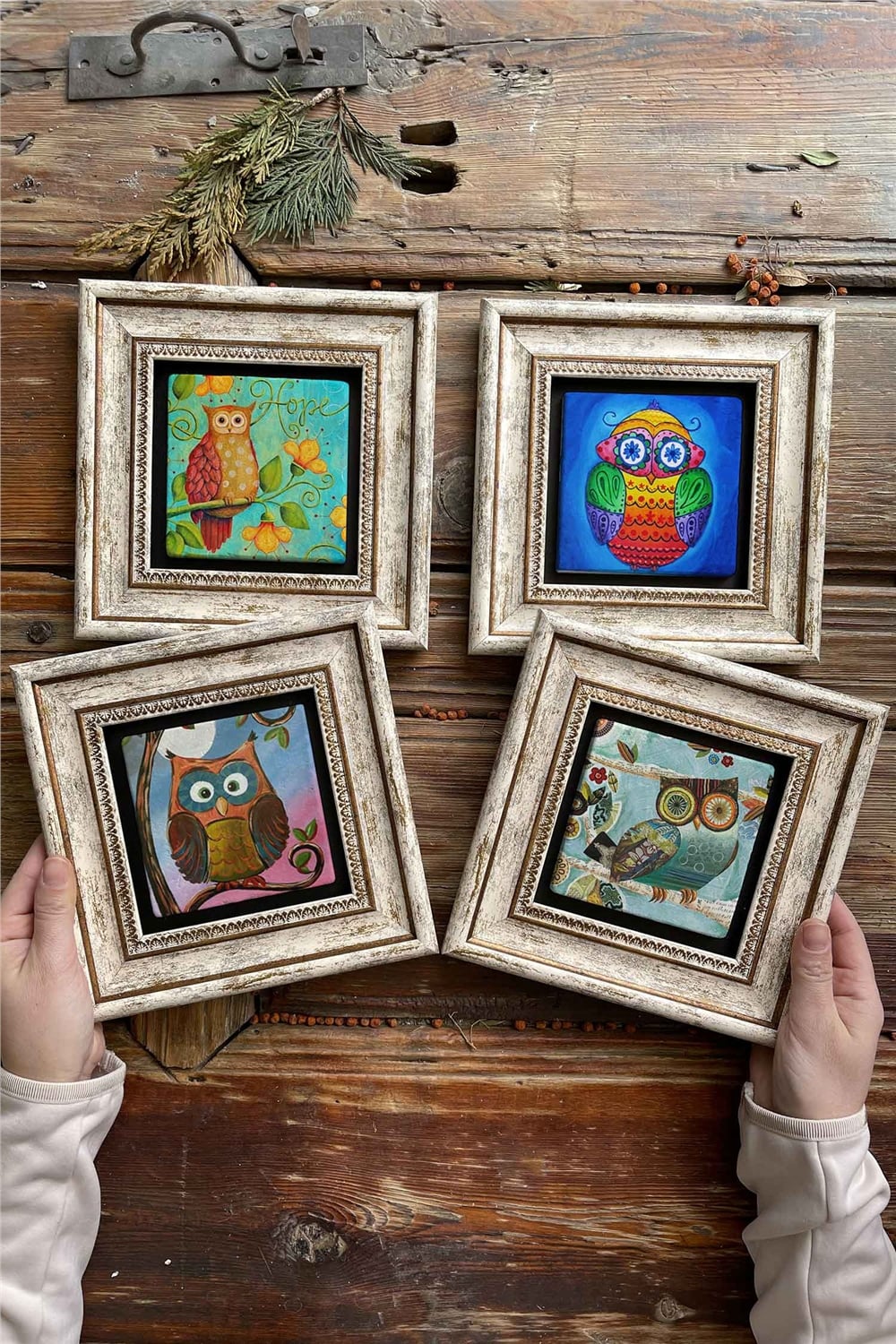 Oscar Stone Decor Çerçeveli Taş Tablo Duvar Dekoru 20x20cm 4'lü Set