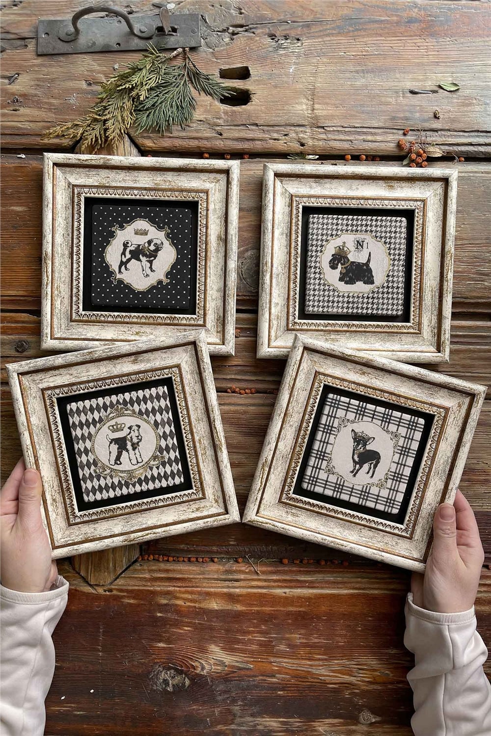Oscar Stone Decor Çerçeveli Taş Tablo Duvar Dekoru 20x20cm 4'lü Set