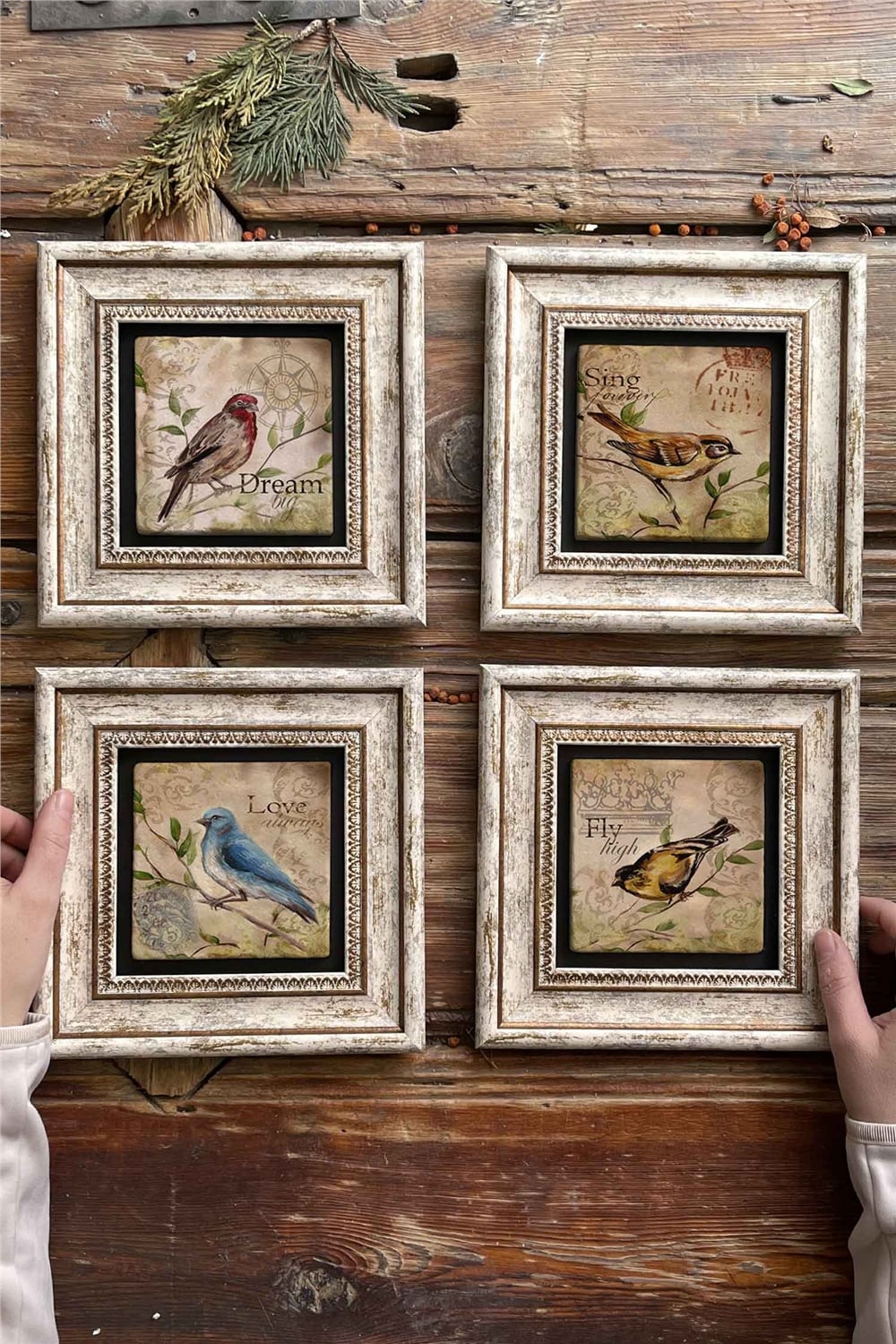 Oscar Stone Decor Çerçeveli Taş Tablo Duvar Dekoru 20x20cm 4'lü Set