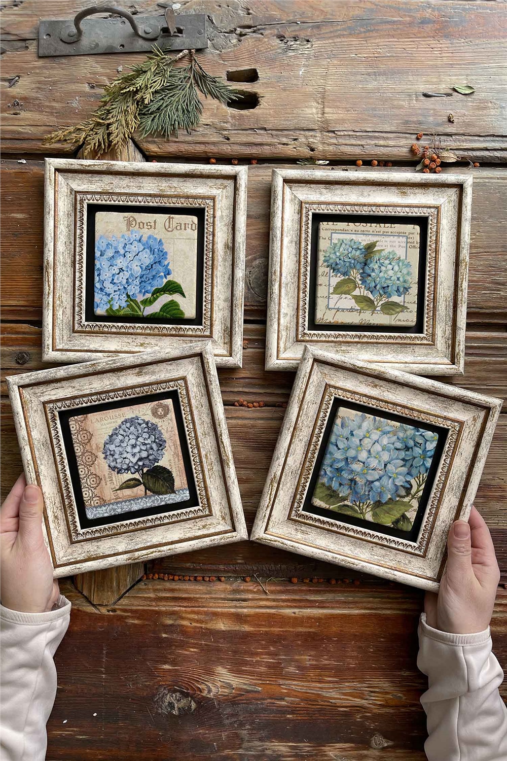 Oscar Stone Decor Çerçeveli Taş Tablo Duvar Dekoru 20x20cm 4'lü Set