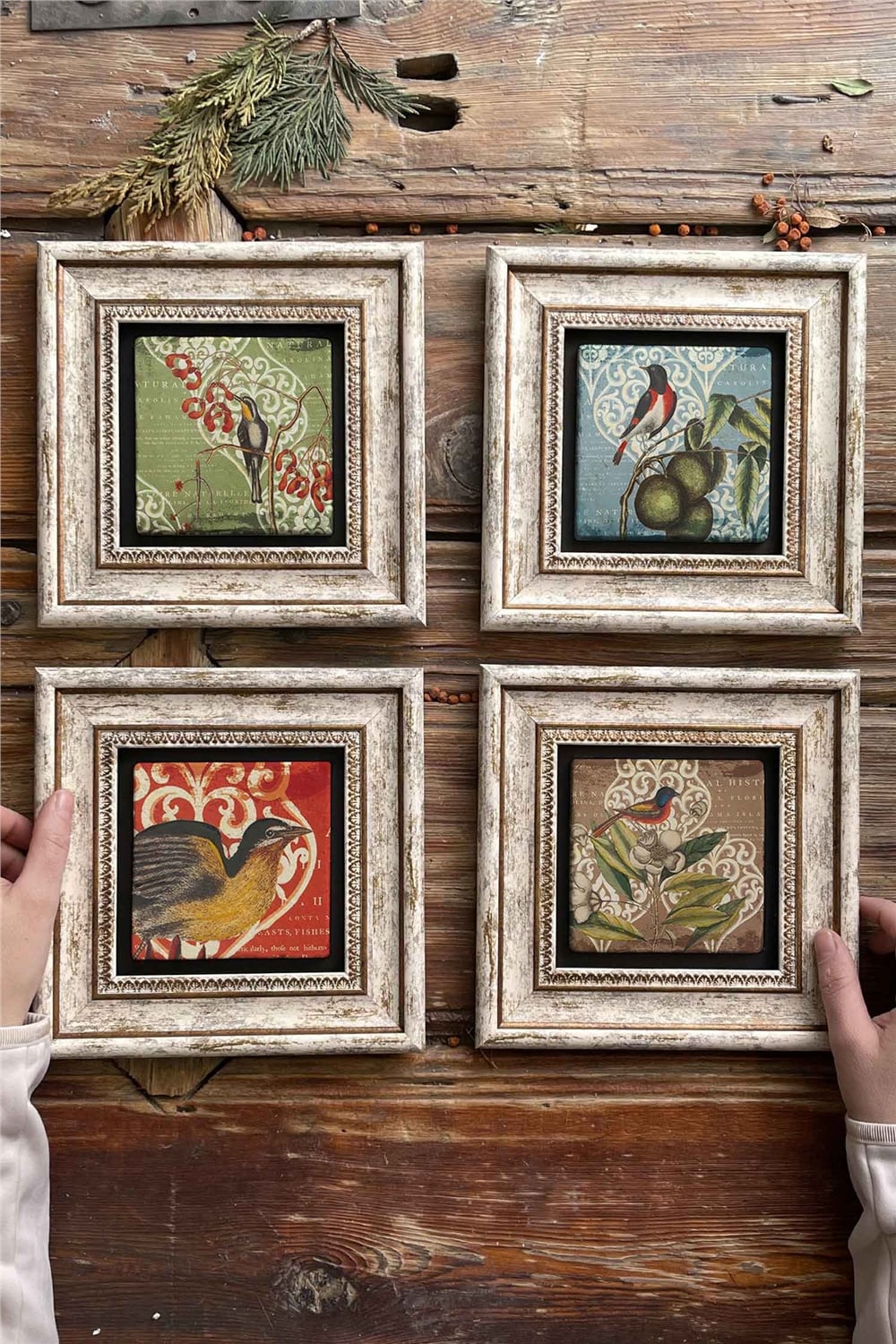 Oscar Stone Decor Çerçeveli Taş Tablo Duvar Dekoru 20x20cm 4'lü Set