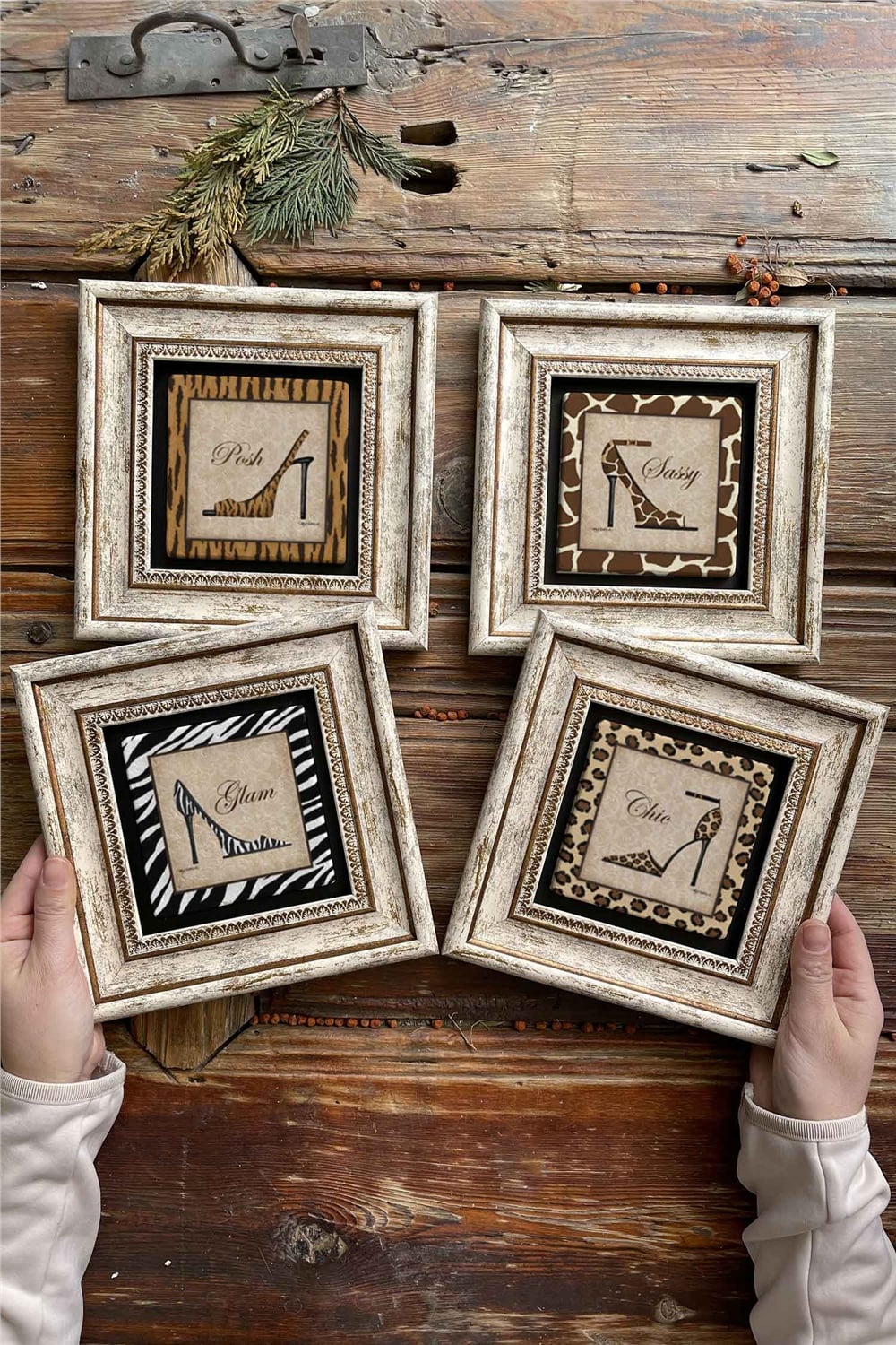 Oscar Stone Decor Çerçeveli Taş Tablo Duvar Dekoru 20x20cm 4'lü Set Stiletto