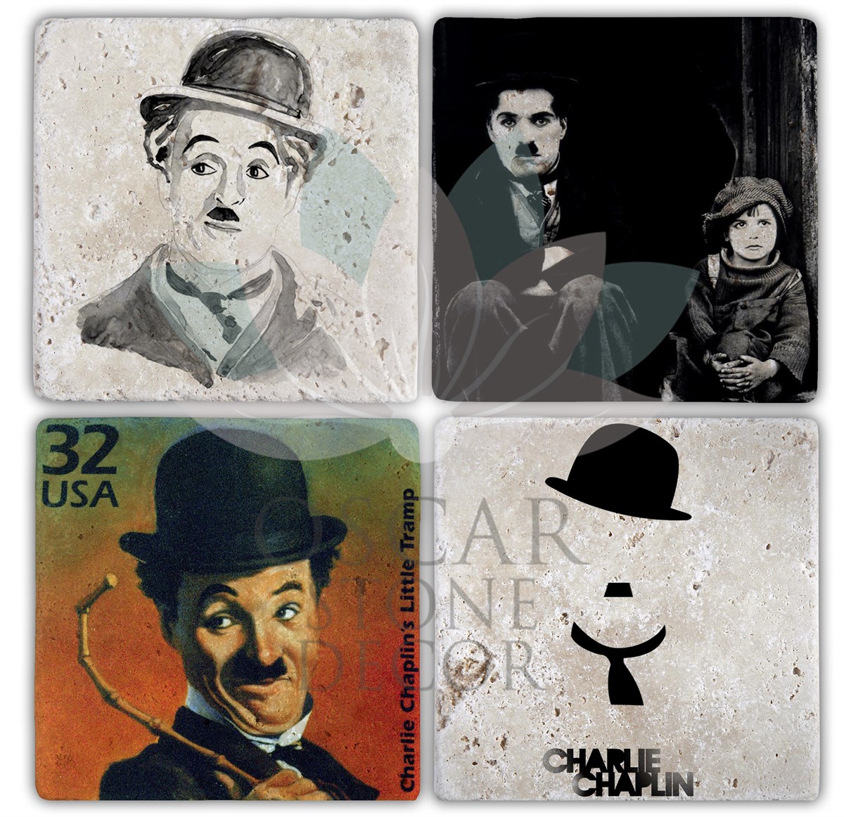 OSCAR STONE DECOR CHARLO 1 4'lü DOĞALTAŞ BARDAK ALTLIĞI / BA082 (COASTER)