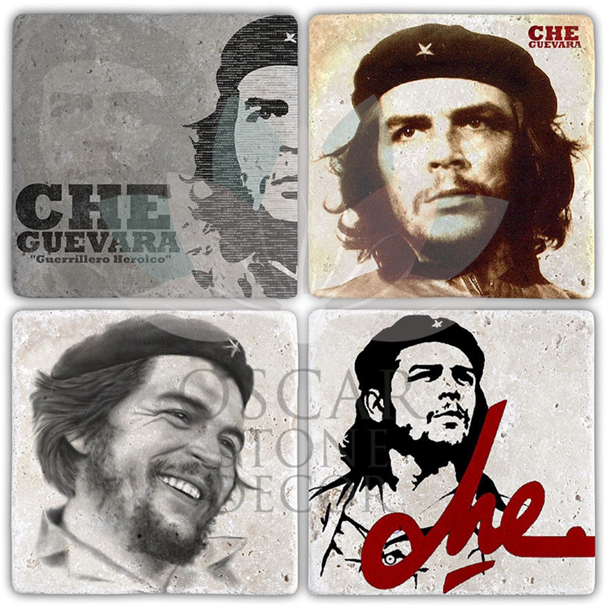OSCAR STONE DECOR CHE 4'lü DOĞALTAŞ BARDAK ALTLIĞI / BA371 (COASTER)