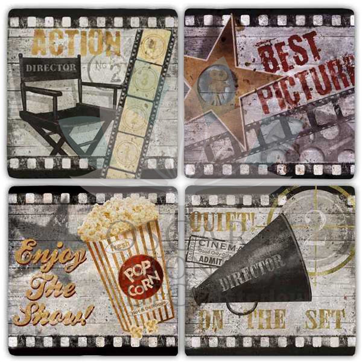 OSCAR STONE DECOR CINEMA 4'lü DOĞALTAŞ BARDAK ALTLIĞI / BA250 (COASTER)