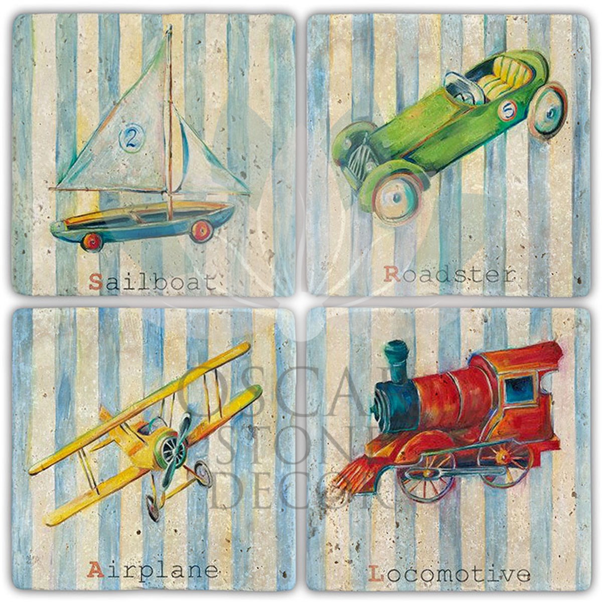 OSCAR STONE DECOR ÇOCUĞUMUN ODASI 4'lü DOĞALTAŞ BARDAK ALTLIĞI / BA447 (COASTER)