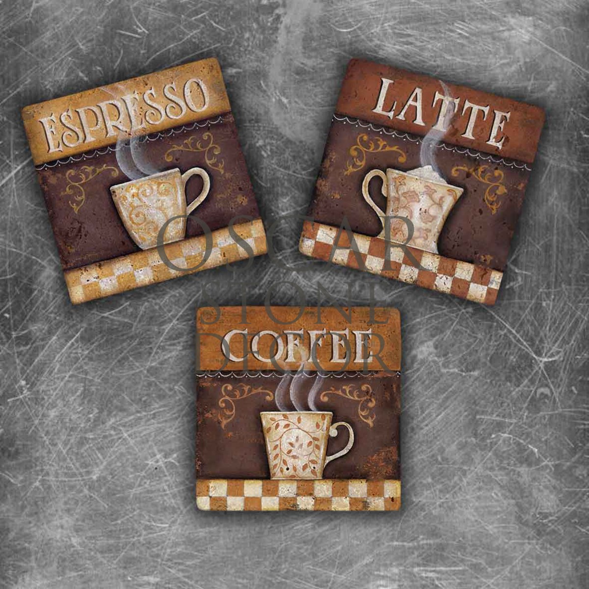 OSCAR STONE DECOR COFFEE TIME DOĞALTAŞ MAGNET SETİ / MG-022