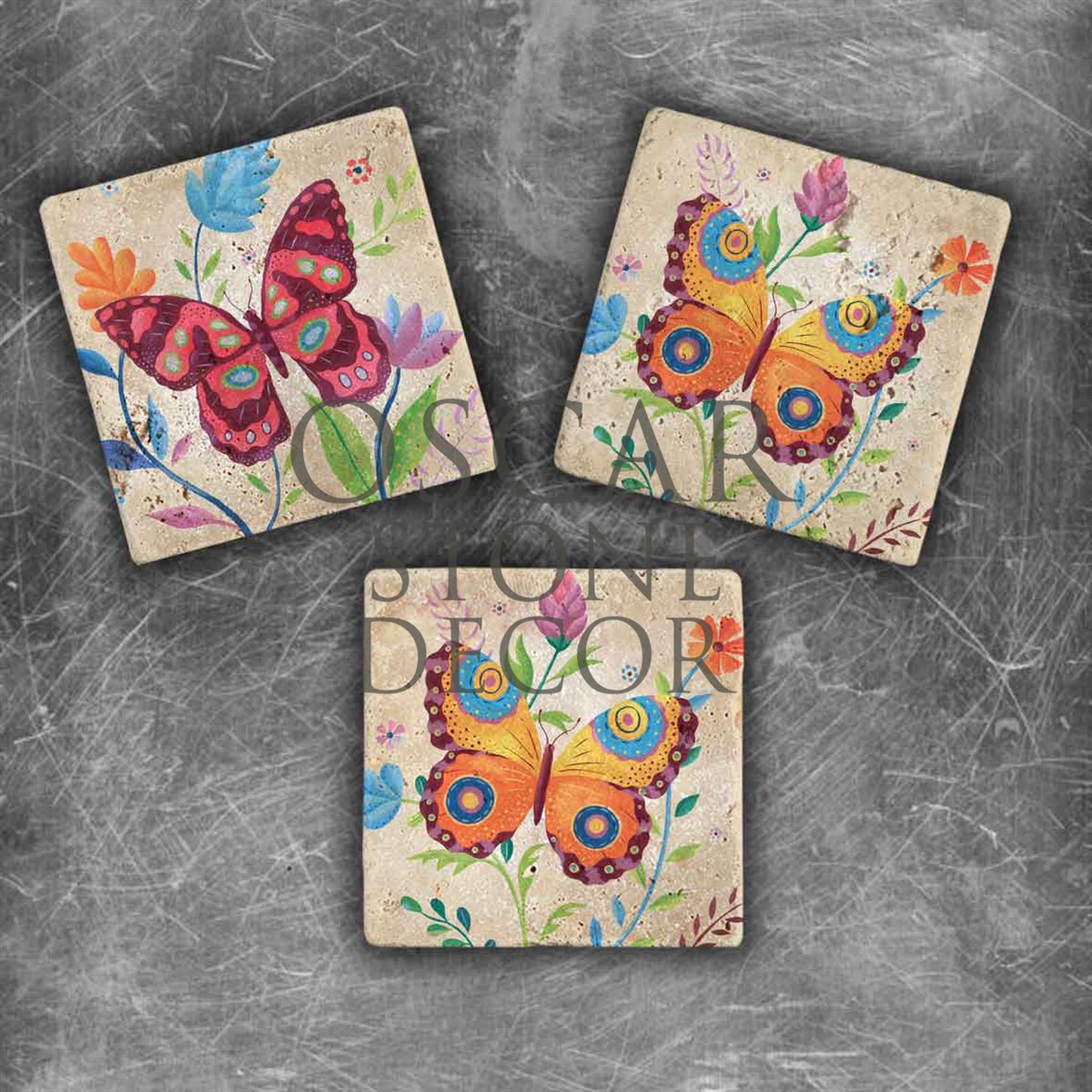 OSCAR STONE DECOR COLOR BUTTERFLY DOĞALTAŞ MAGNET SETİ / MG-027