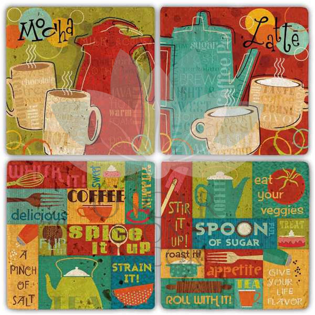 OSCAR STONE DECOR COLOR COFFEE 4'lü DOĞALTAŞ BARDAK ALTLIĞI / BA300 (COASTER)