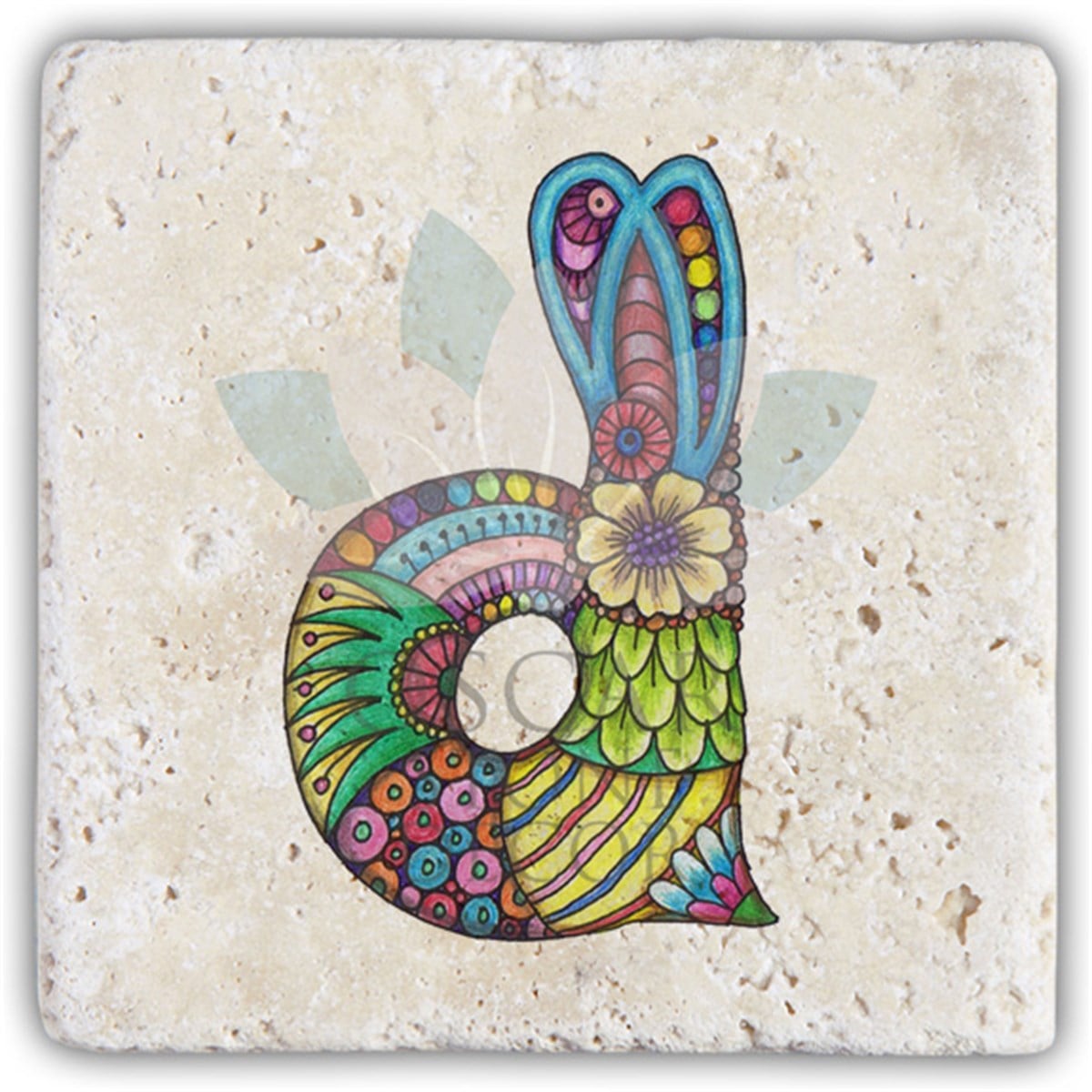 OSCAR STONE DECOR D HARFİ TEKLİ DOĞALTAŞ BARDAK ALTLIĞI / BA-D5 (COASTER)