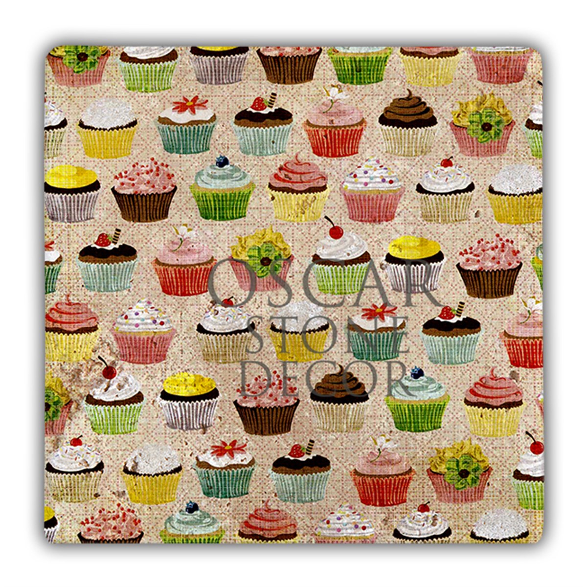 OSCAR STONE DECOR DD033-COLORFUL CUPCAKES DOĞALTAŞ DUVAR DEKORU / DD33 (WALL DECOR)