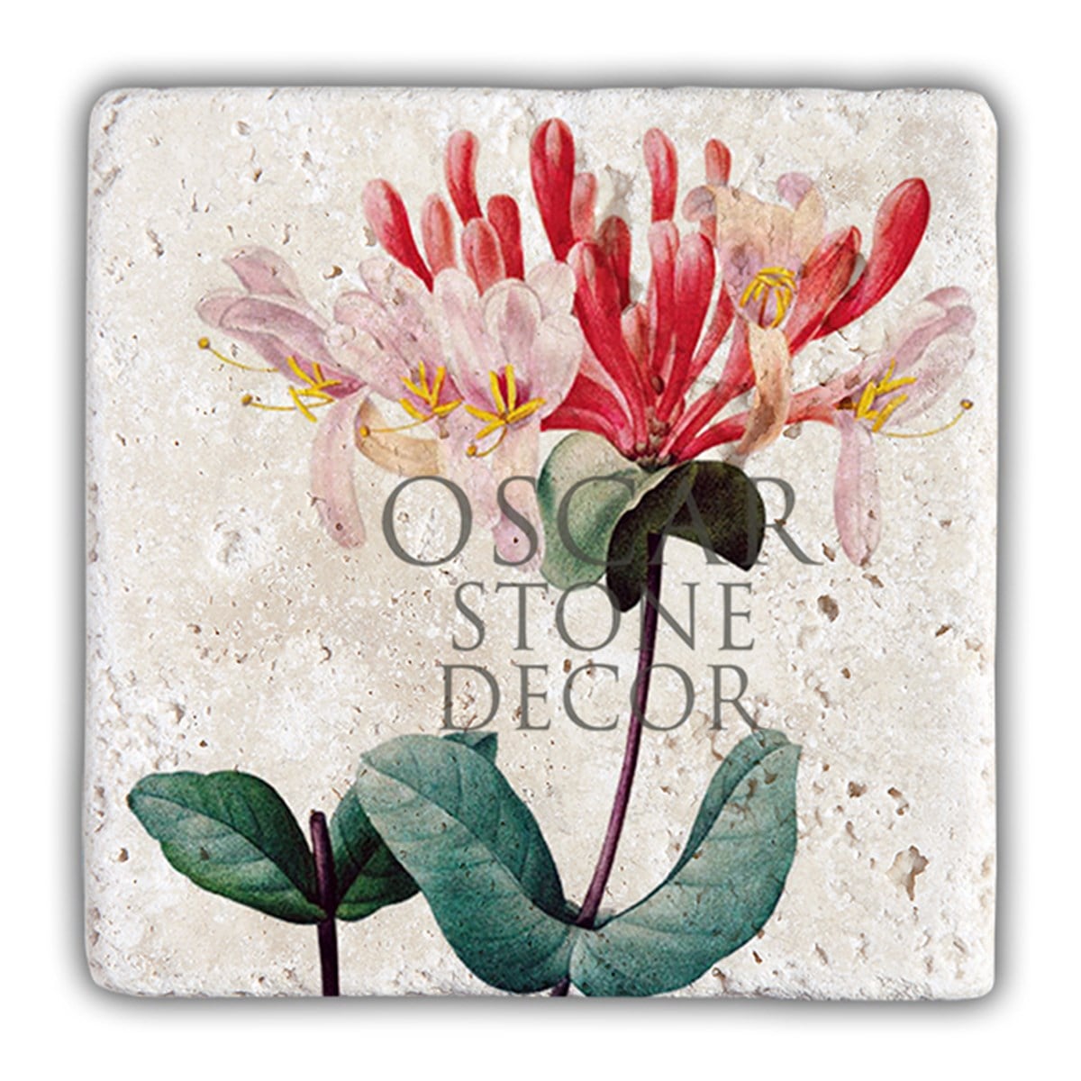 OSCAR STONE DECOR DD048-KIRMIZI ÇİÇEKLER DOĞALTAŞ DUVAR DEKORU / DD48 (WALL DECOR)