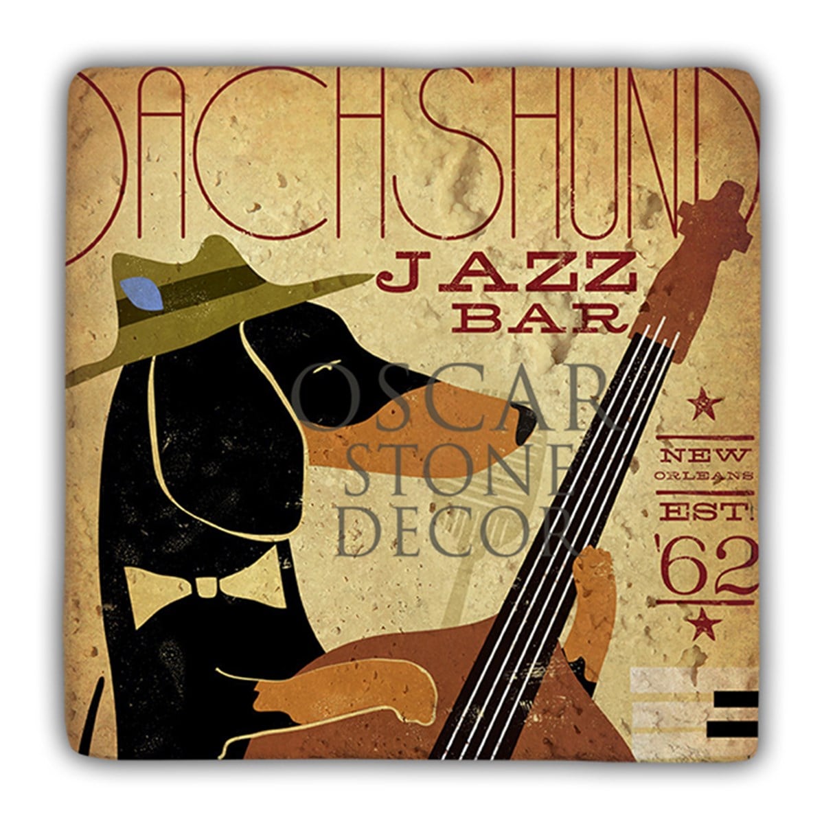 OSCAR STONE DECOR DD058-DACHSHUND JAZZ BAR DOĞALTAŞ DUVAR DEKORU / DD58 (WALL DECOR)