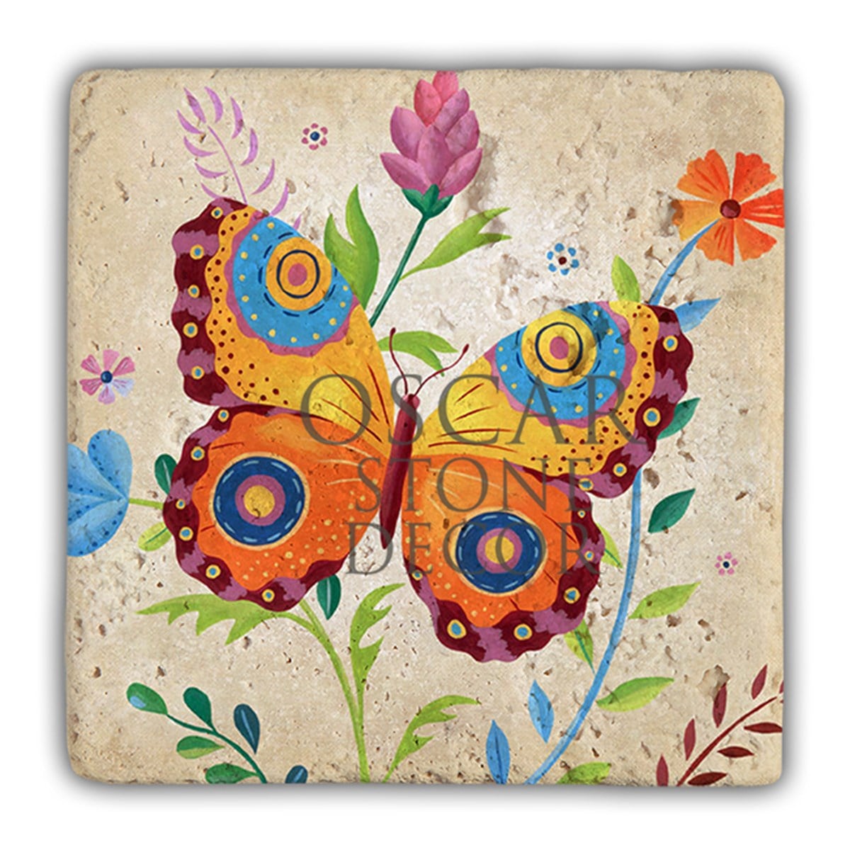 OSCAR STONE DECOR DD066- HİPPİ KELEBEK TURUNCU DOĞALTAŞ DUVAR DEKORU / DD66 (WALL DECOR)