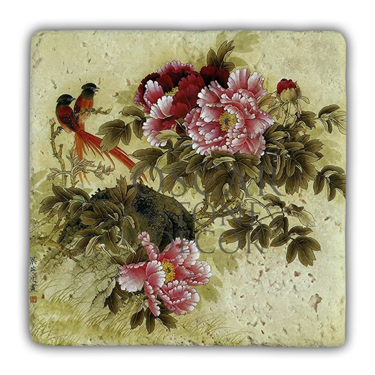 OSCAR STONE DECOR DD072-TURUNCU KUŞLAR DOĞALTAŞ DUVAR DEKORU / DD72 (WALL DECOR)