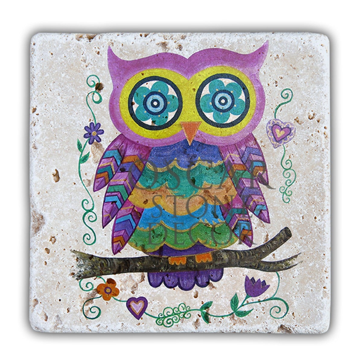 OSCAR STONE DECOR DD083-HİPPİ BAYKUŞ MOR DOĞALTAŞ DUVAR DEKORU / DD83 (WALL DECOR)