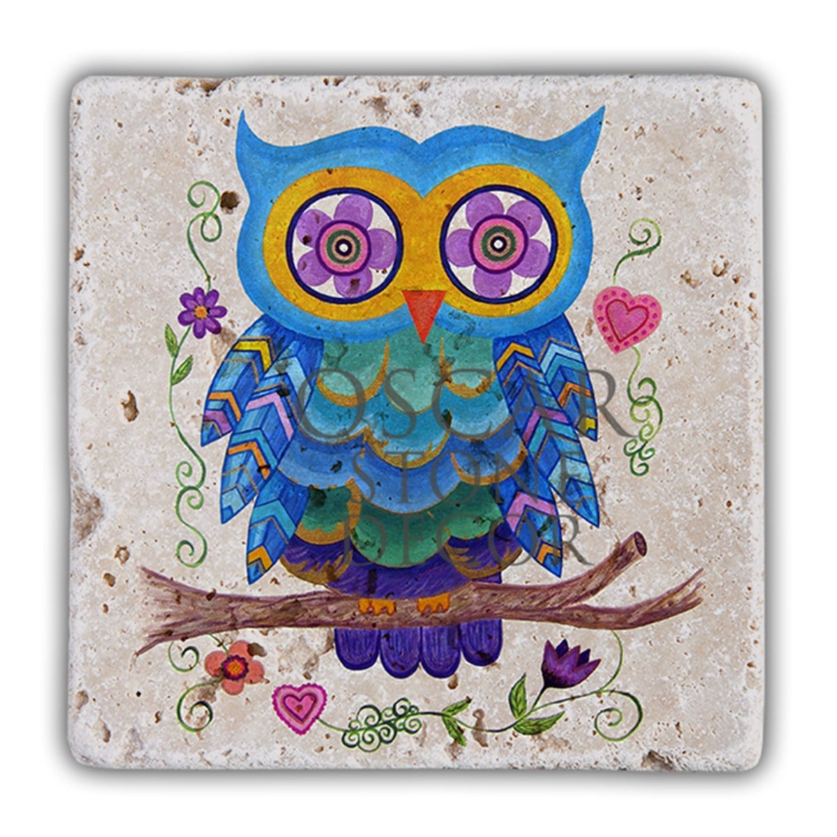 OSCAR STONE DECOR DD084-HİPPİ BAYKUŞ MAVİ DOĞALTAŞ DUVAR DEKORU / DD84 (WALL DECOR)