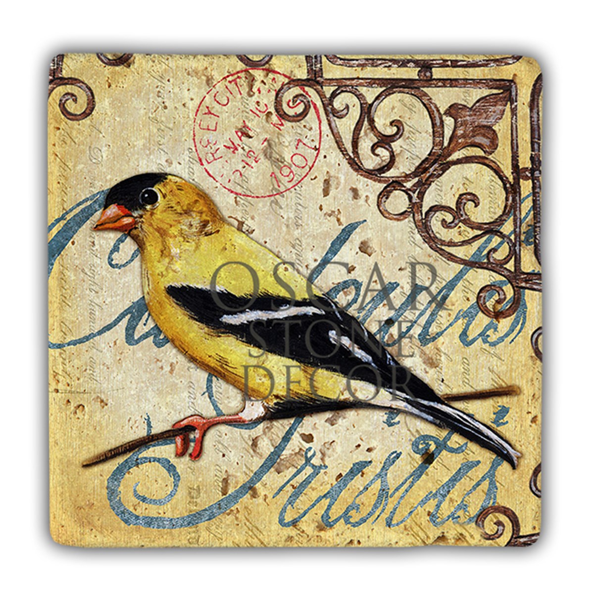 OSCAR STONE DECOR DD093-SARI KUŞ DOĞALTAŞ DUVAR DEKORU / DD93 (WALL DECOR)