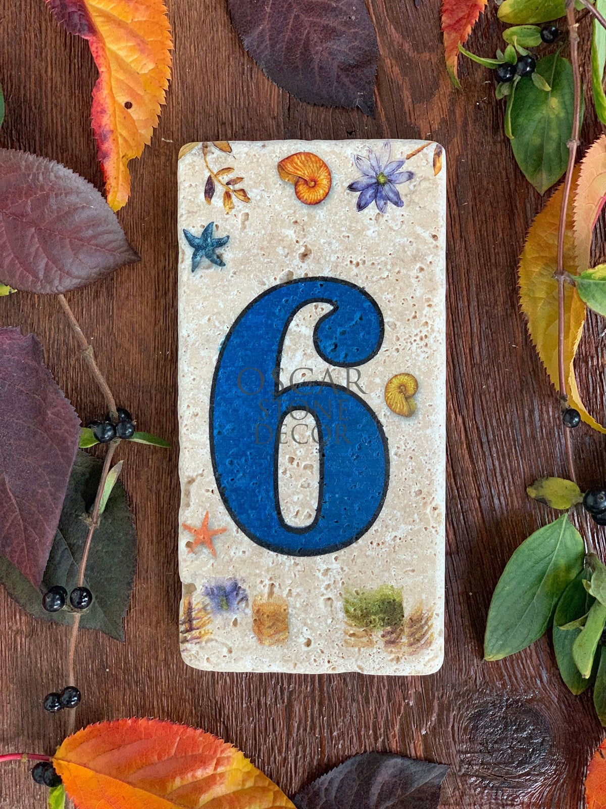 OSCAR STONE DECOR DOĞALTAŞ KAPI NUMARASI, BLUE / KN-6 (DOOR NUMBER)