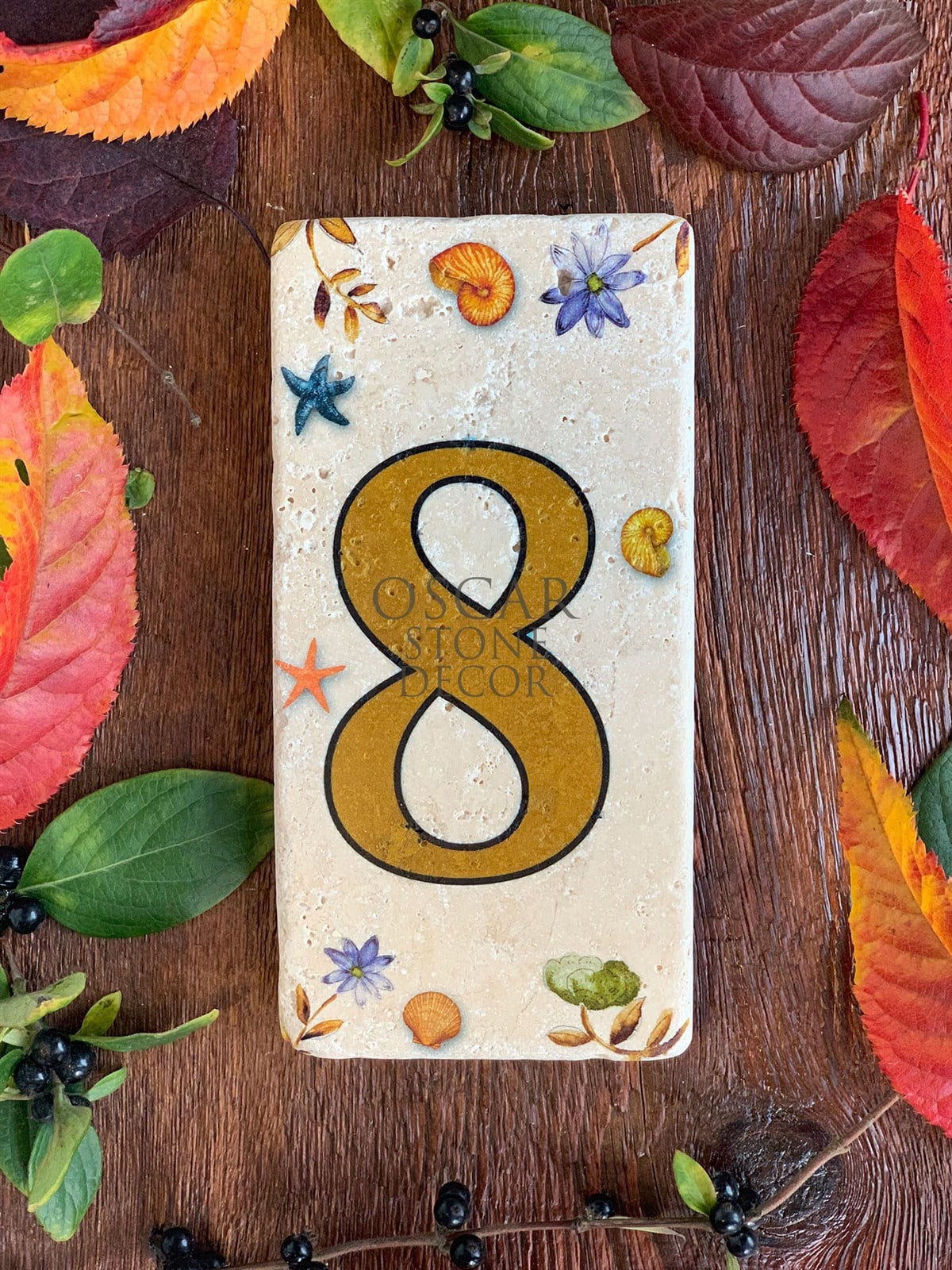 OSCAR STONE DECOR DOĞALTAŞ KAPI NUMARASI, BROWN / 8 (DOOR NUMBER)