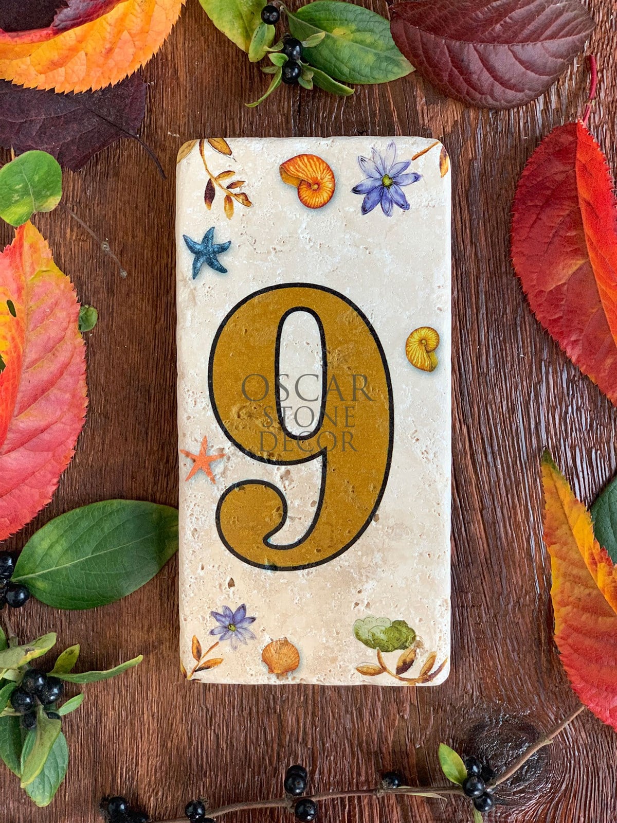 OSCAR STONE DECOR DOĞALTAŞ KAPI NUMARASI, BROWN / 9 (DOOR NUMBER)