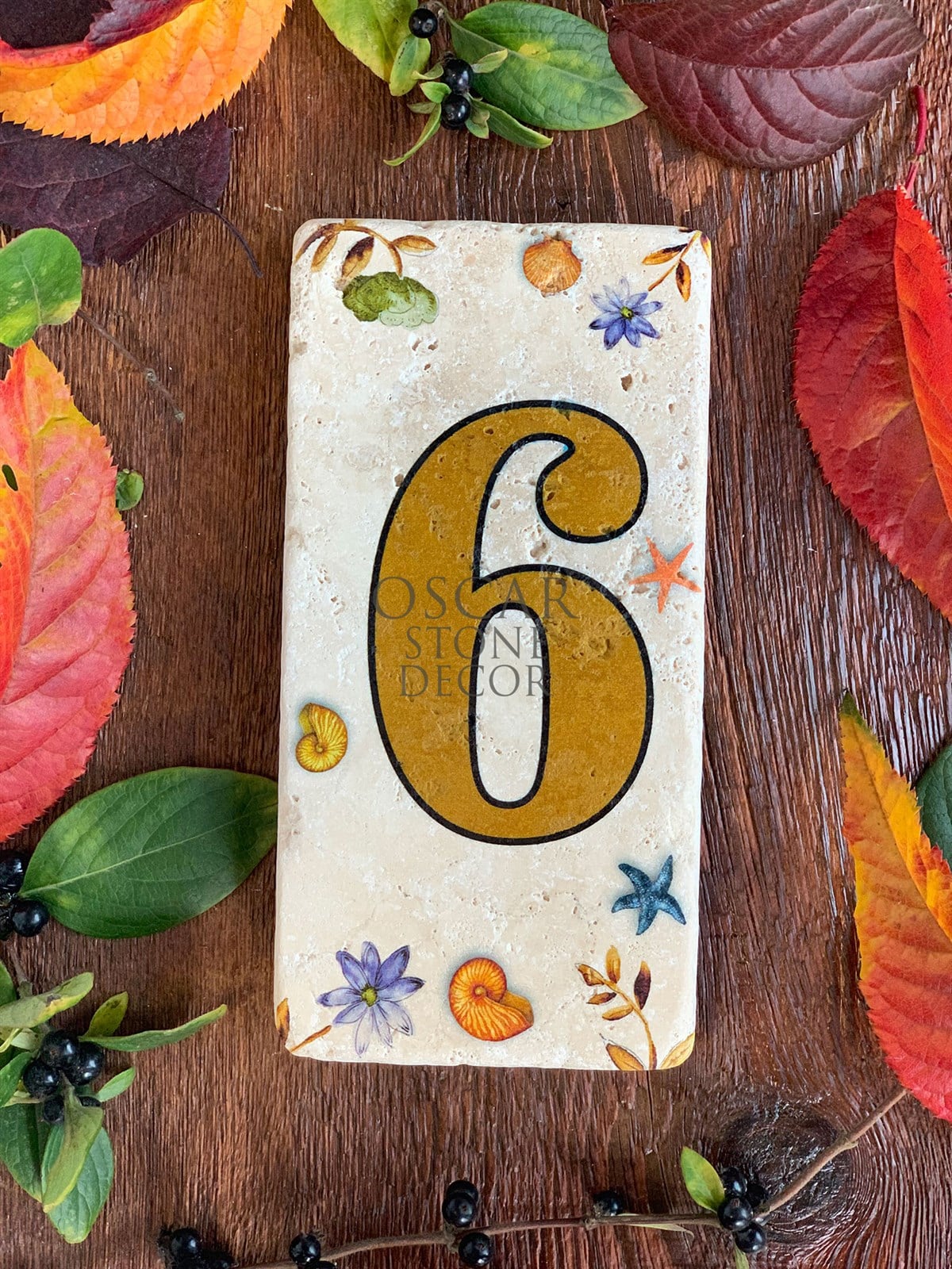 OSCAR STONE DECOR DOĞALTAŞ KAPI NUMARASI, BROWN / 6 (DOOR NUMBER)