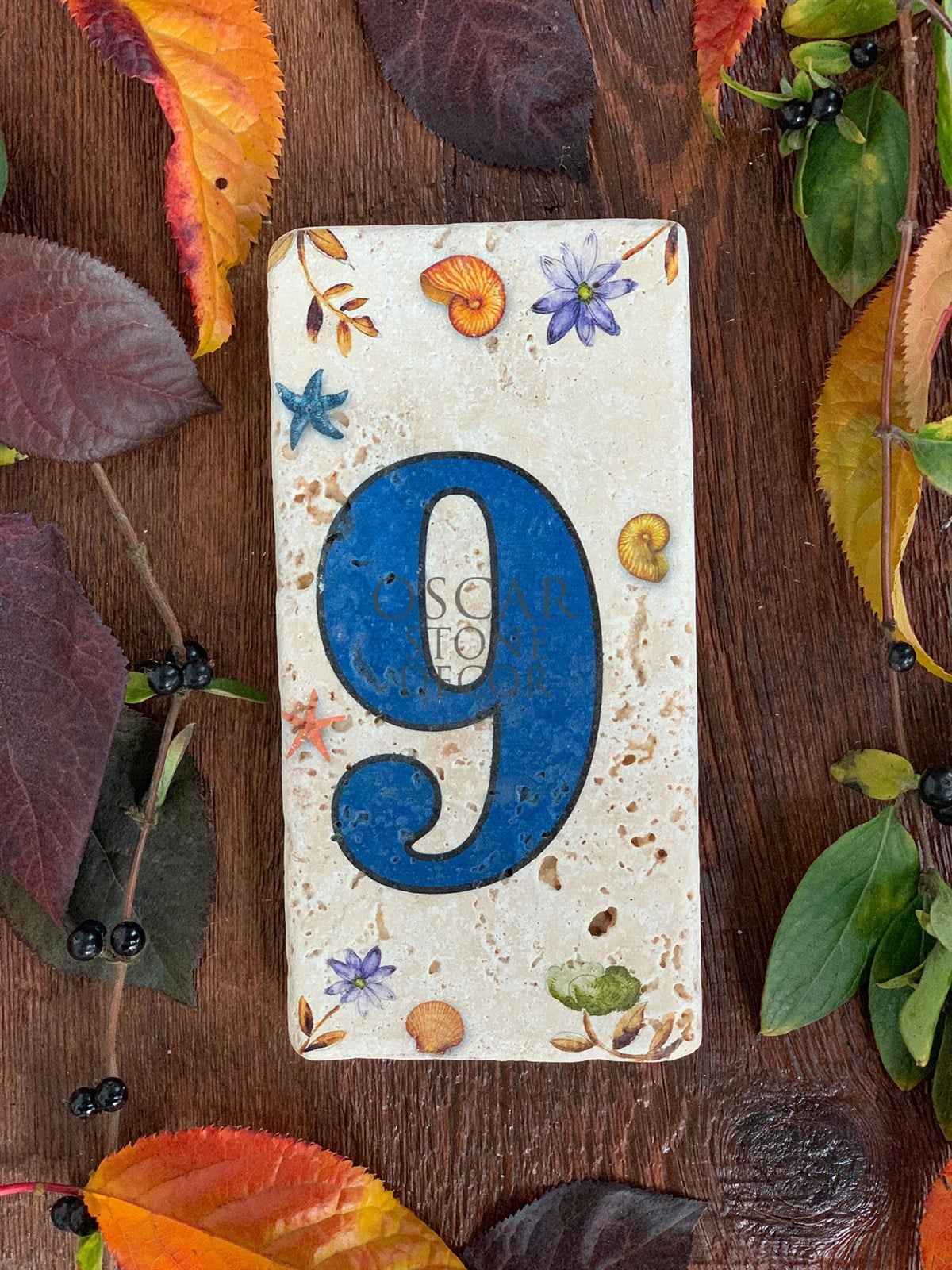 OSCAR STONE DECOR DOĞALTAŞ KAPI NUMARASI, BLUE / KN-9 (DOOR NUMBER)