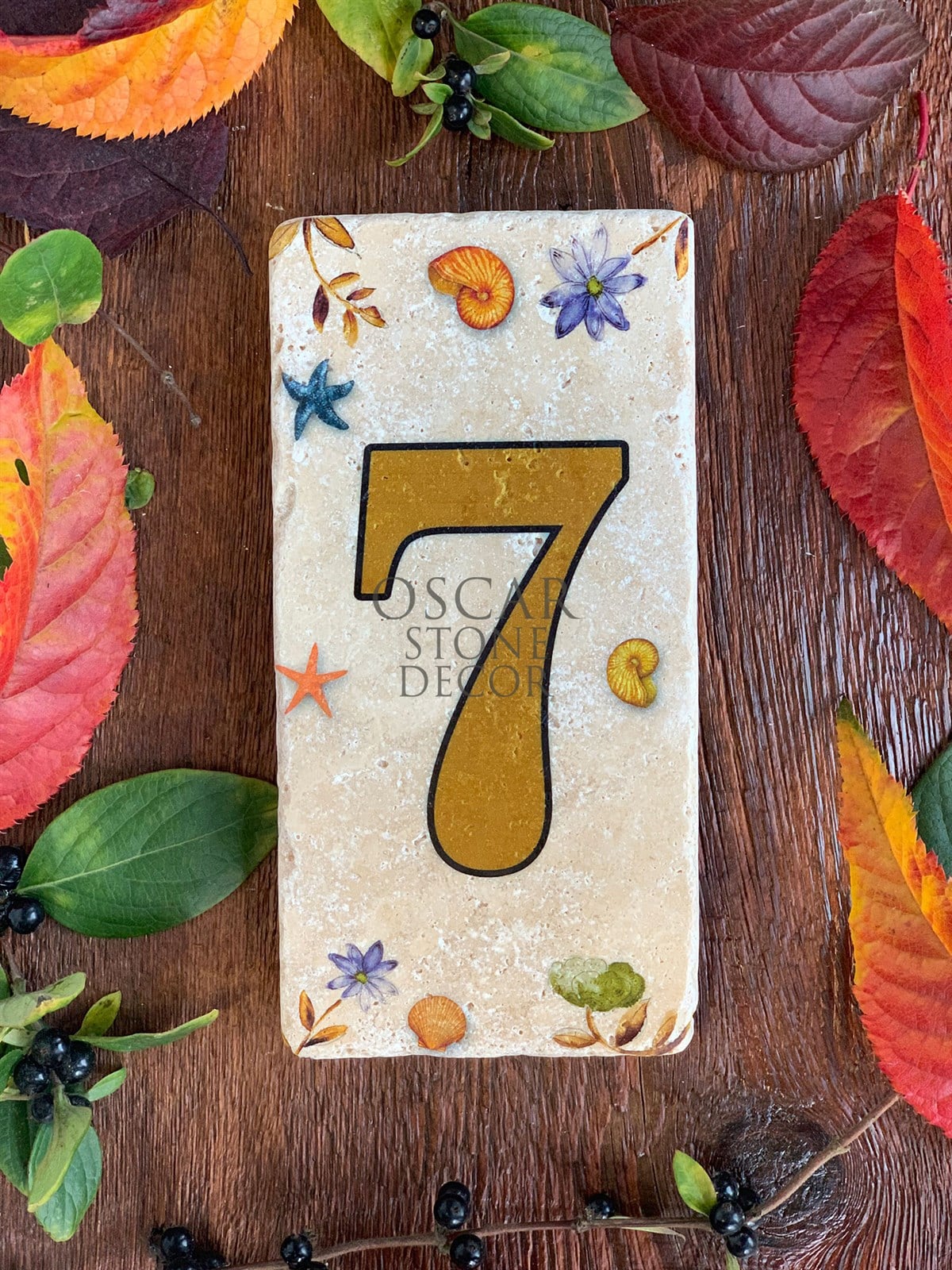 OSCAR STONE DECOR DOĞALTAŞ KAPI NUMARASI, BROWN / 7 (DOOR NUMBER)