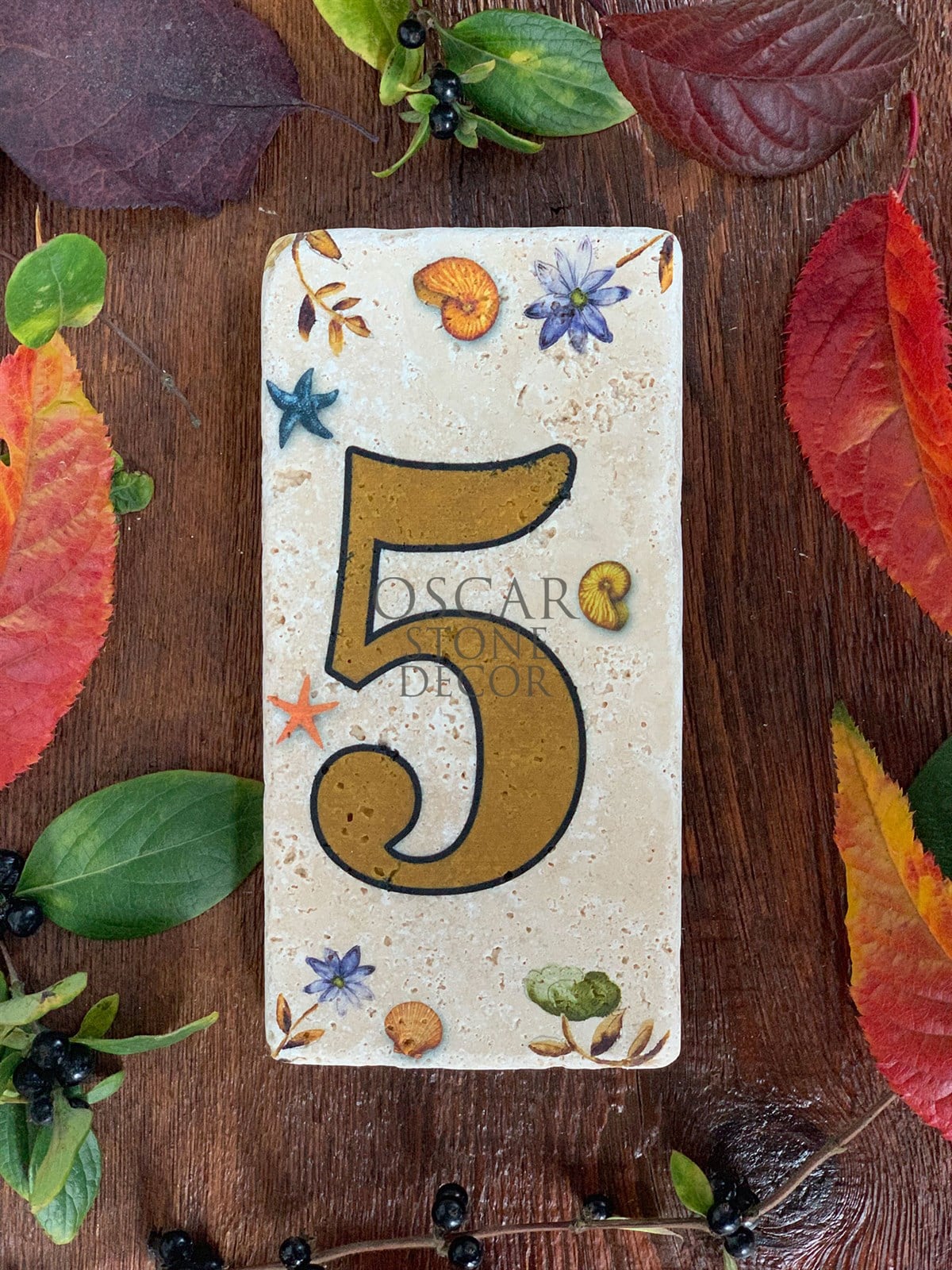 OSCAR STONE DECOR DOĞALTAŞ KAPI NUMARASI, BROWN / 5 (DOOR NUMBER)