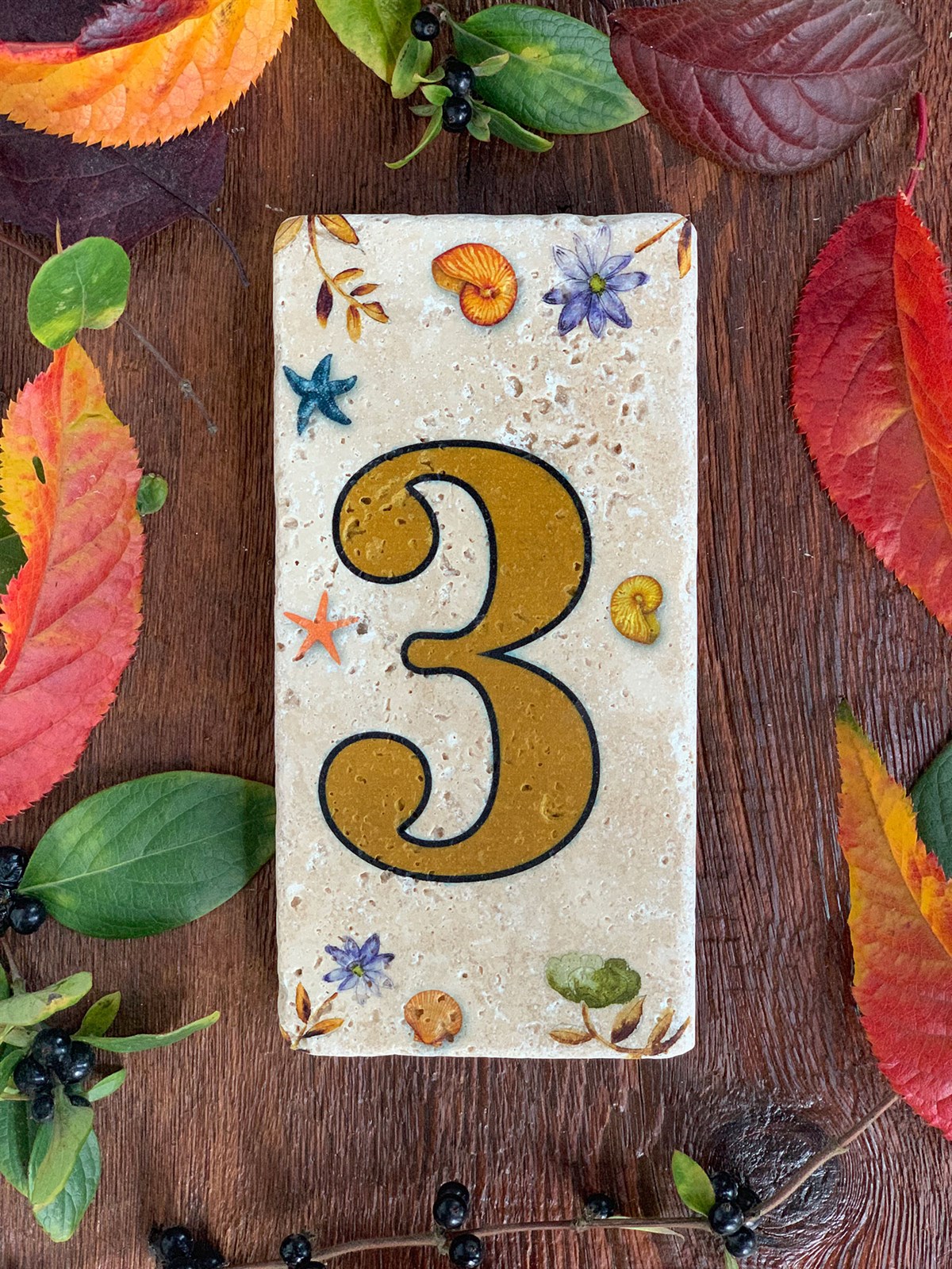 OSCAR STONE DECOR DOĞALTAŞ KAPI NUMARASI, BROWN / 3 (DOOR NUMBER)