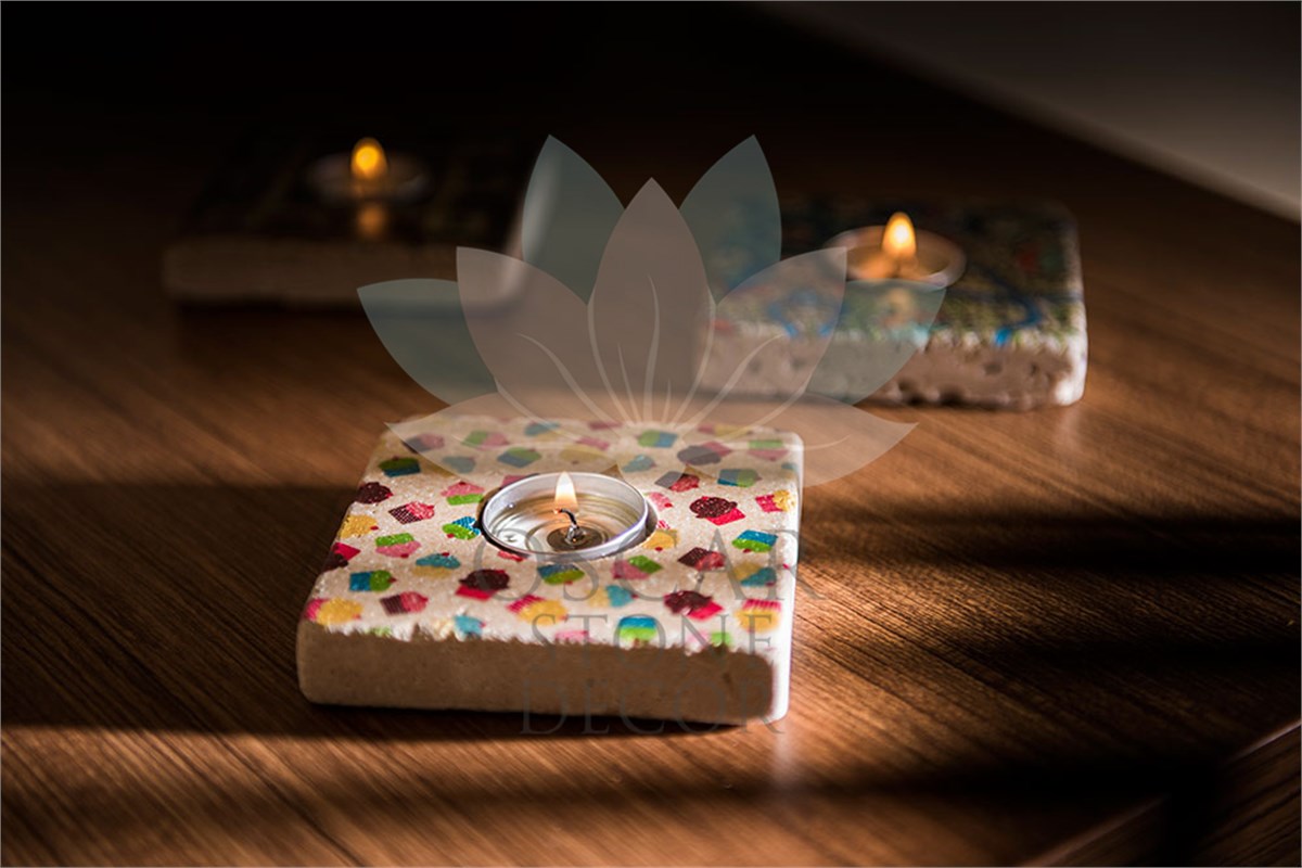 OSCAR STONE DECOR DOĞALTAŞ MUMLUK / ML-045 (CANDLE HOLDER)
