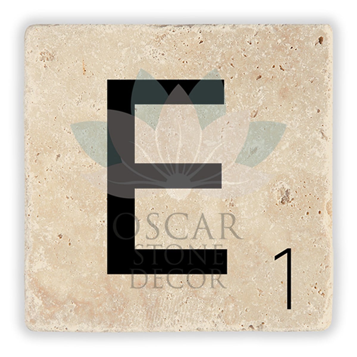 OSCAR STONE DECOR E HARFİ TEKLİ DOĞALTAŞ BARDAK ALTLIĞI / BA-E2 (COASTER)