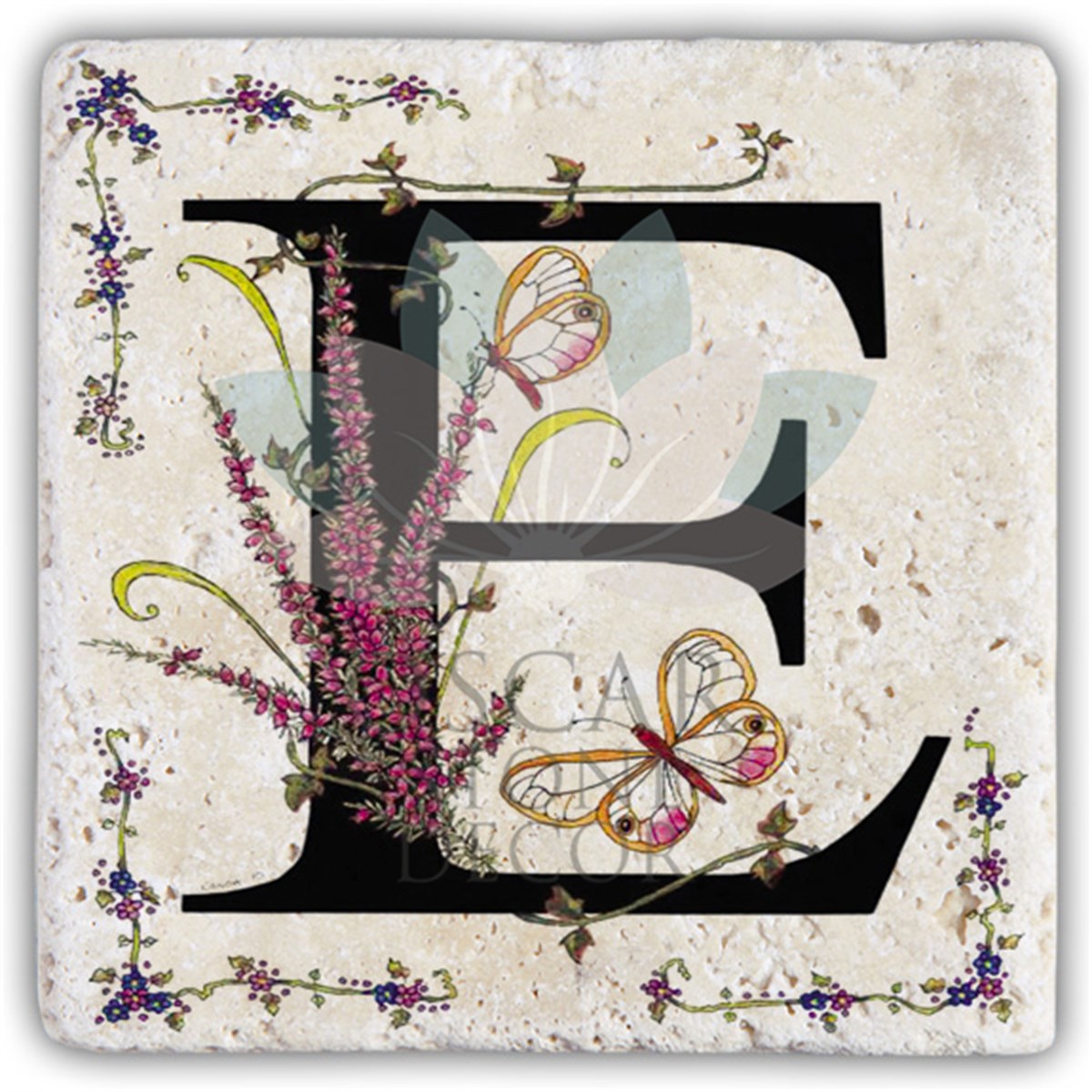 OSCAR STONE DECOR E HARFİ TEKLİ DOĞALTAŞ BARDAK ALTLIĞI / BA-E3 (COASTER)