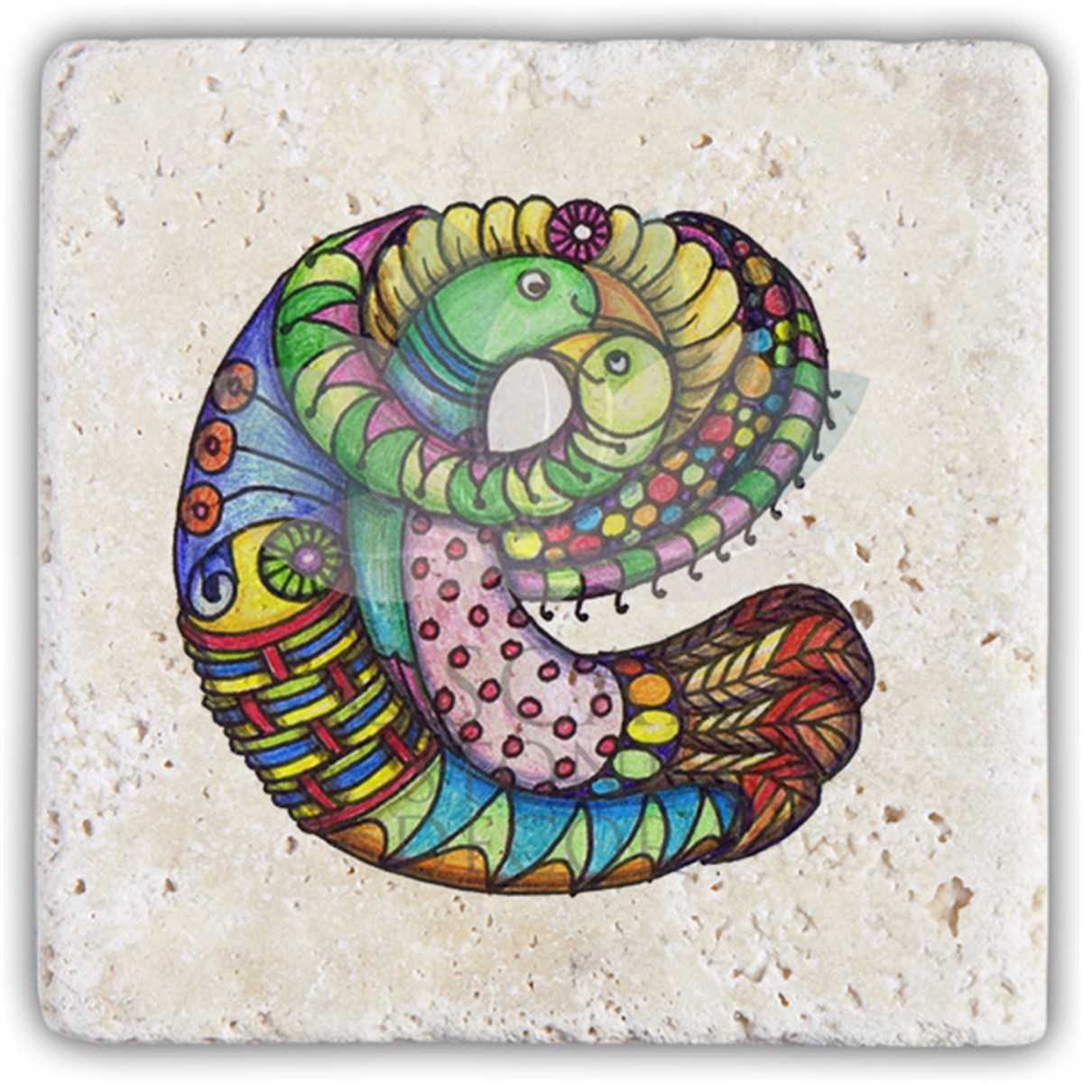 OSCAR STONE DECOR E HARFİ TEKLİ DOĞALTAŞ BARDAK ALTLIĞI / BA-E5 (COASTER)