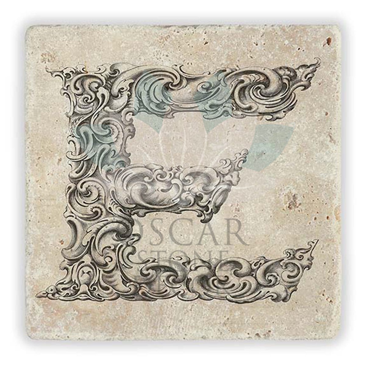 OSCAR STONE DECOR E HARFİ TEKLİ DOĞALTAŞ BARDAK ALTLIĞI / BA-E1 (COASTER)