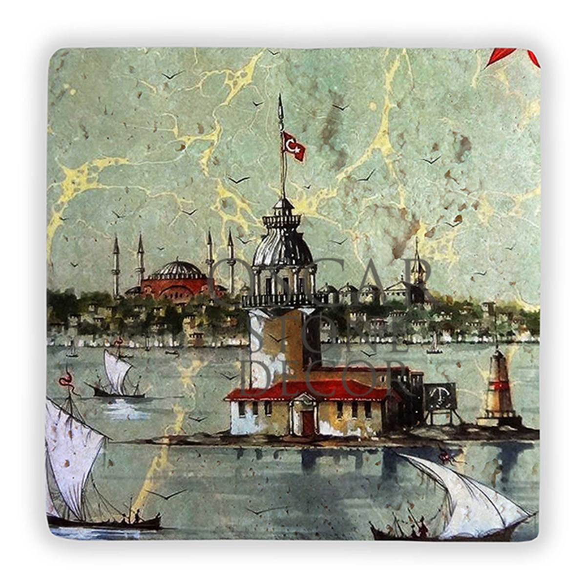 OSCAR STONE DECOR EBRULİ KIZKULESİ DOĞALTAŞ DUVAR DEKORU / DD254 (WALL DECOR)
